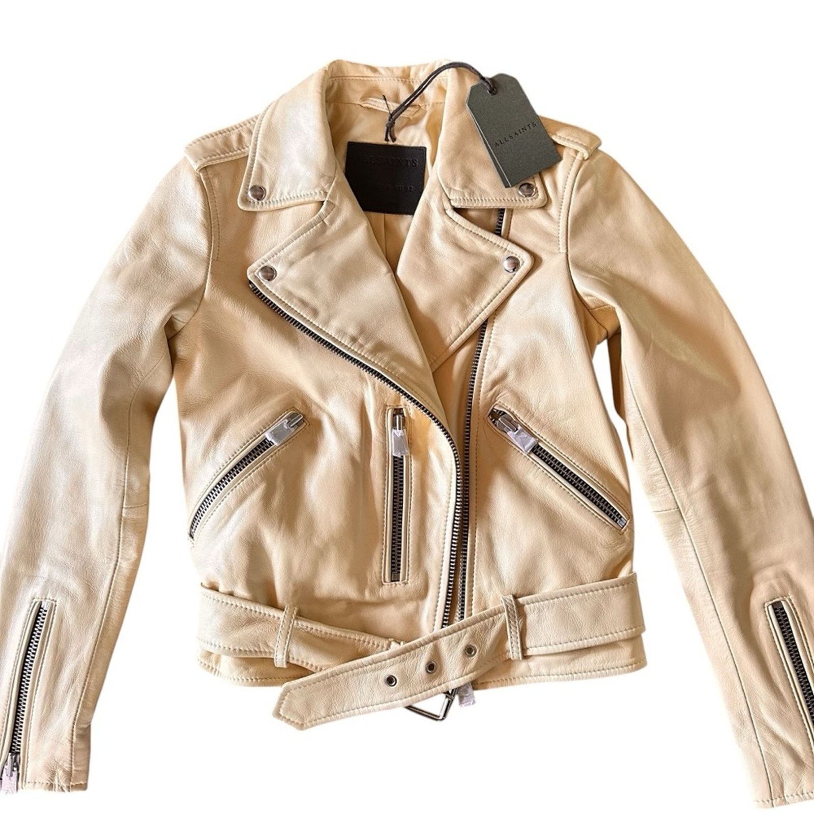 Allsaints AllSaints NWT Balfern Biker Jacket – Pale Yellow – Size 0 Size XS / US 0-2 / IT 36-38 - 7 Thumbnail