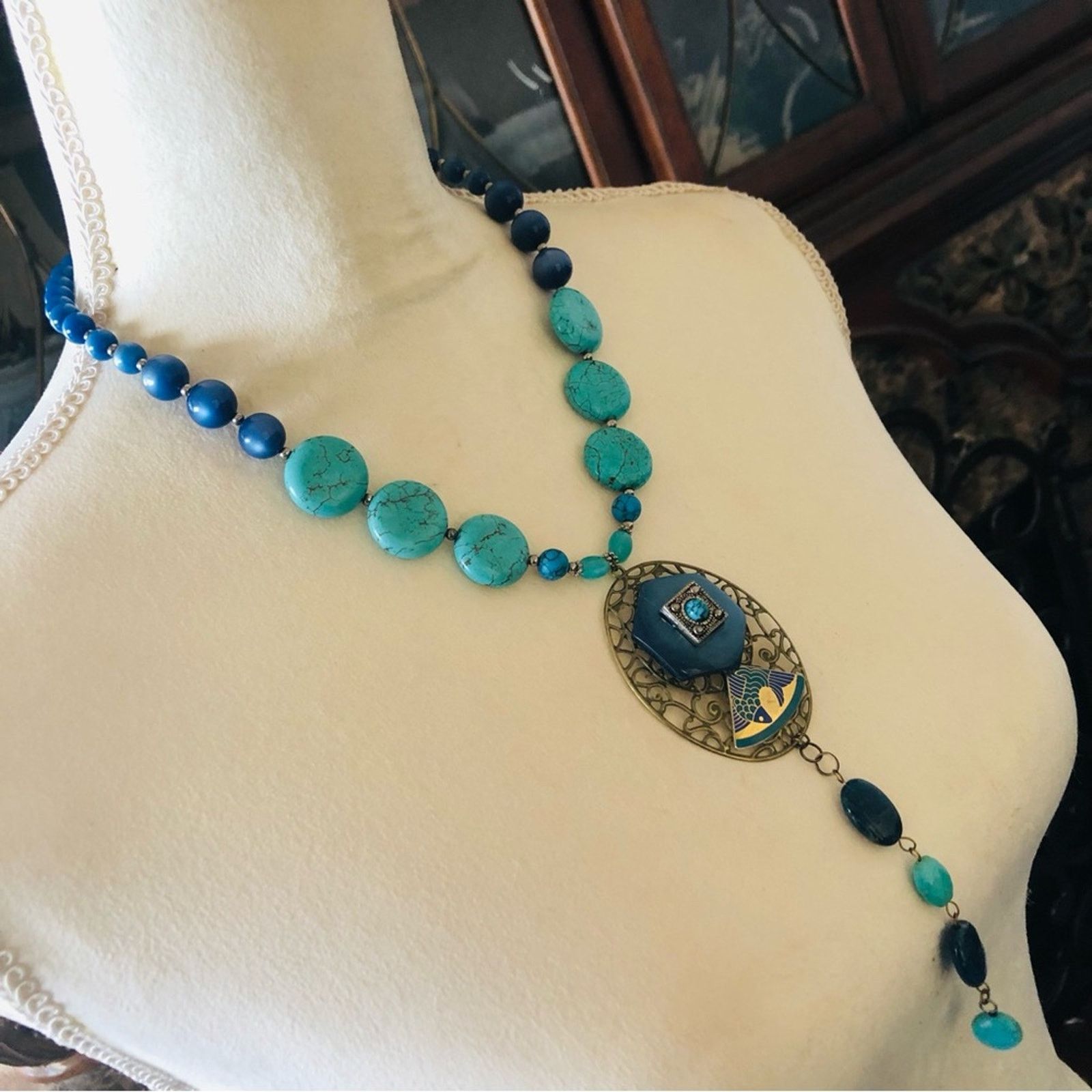 Handmade Handcrafted repurpose howlite genuine stone necklace Size ONE SIZE - 3 Thumbnail
