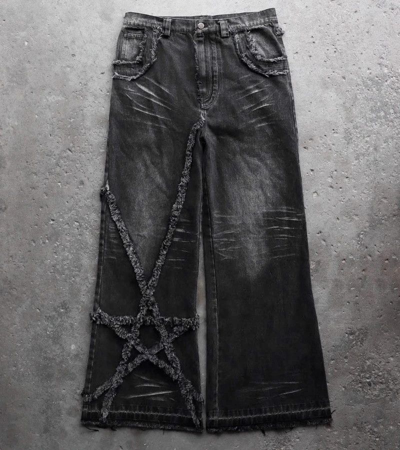 image of Vintage Y2K Gothic Straight Baggy Jeans in Black, Women's (Size 30)