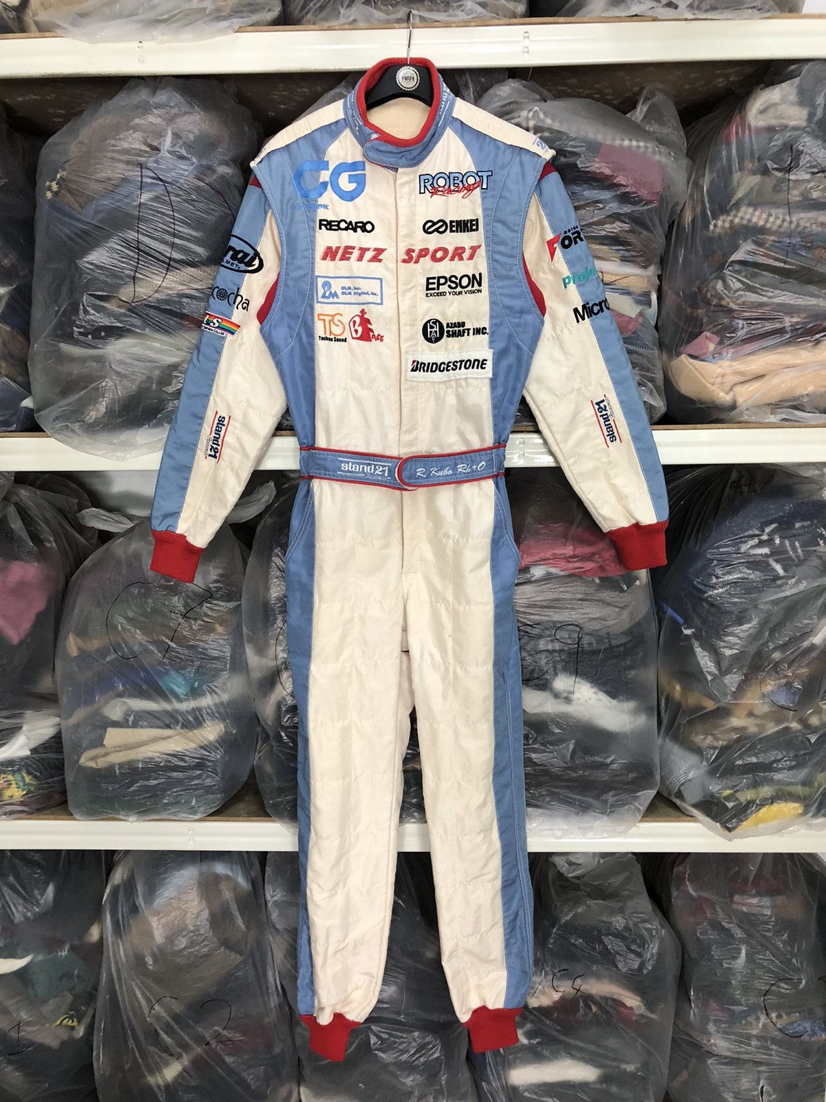 image of Overalls x Racing Vintage Professional Racing Suit Coverall Embroidered in Blue/Red/White (Size 30)