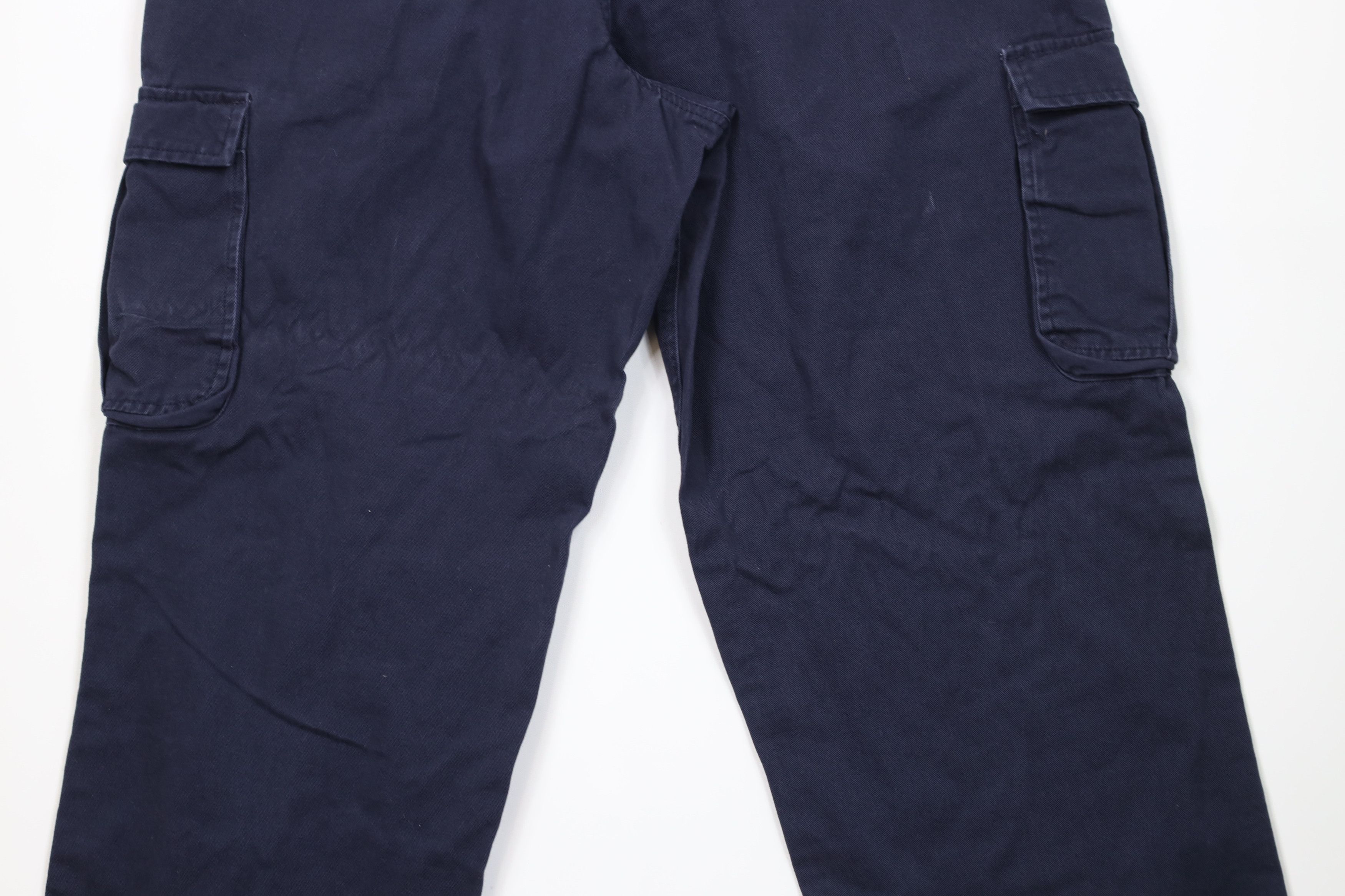 Vintage Vintage 90s Y2K Streetwear Wide Leg Cargo Pants Navy Cotton Size US 36 / EU 52 - 13 Thumbnail