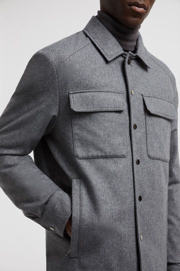 Moncler o1s22i1n1124 Cashmere Down Shirt Jacket in Grey Size US L / EU 52-54 / 3 - 6 Thumbnail