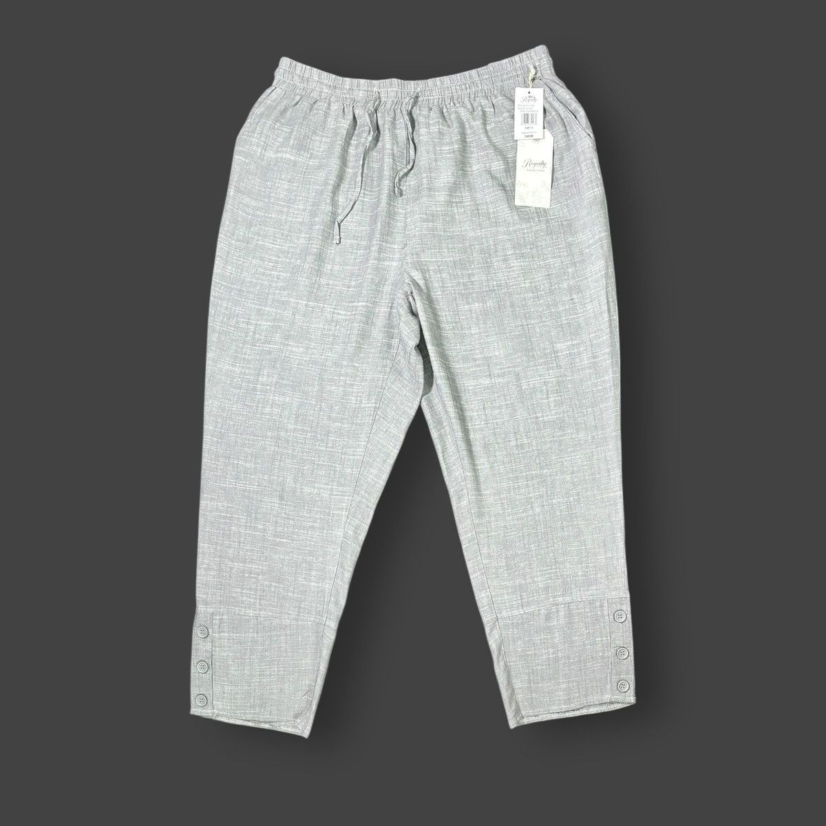 Other Royalty For Me Women’s Grey Linen Button Hem Pants Sz 1X Size 33" - 6 Thumbnail