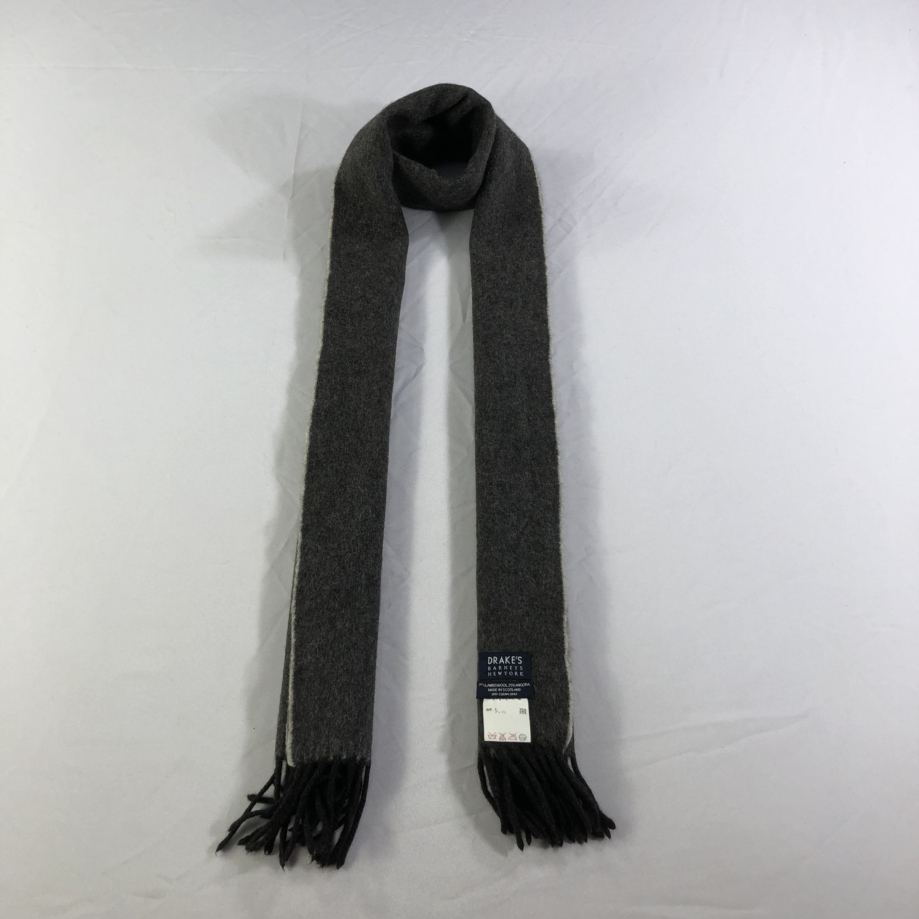 Drake's Drake's X Barneys New York Grey Wool Scarf Muffler V1403 Size ONE SIZE - 1 Thumbnail