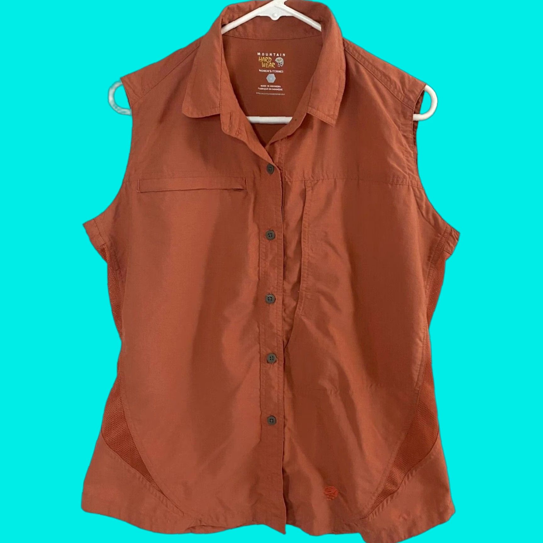 Mountain Hardwear VINTAGE Mountain Hardwear Button Up Shirt Sleeveless Womens 12 Orange Pocket Hiking Top Size XL / US 12-14 / IT 48-50 - 1 Thumbnail
