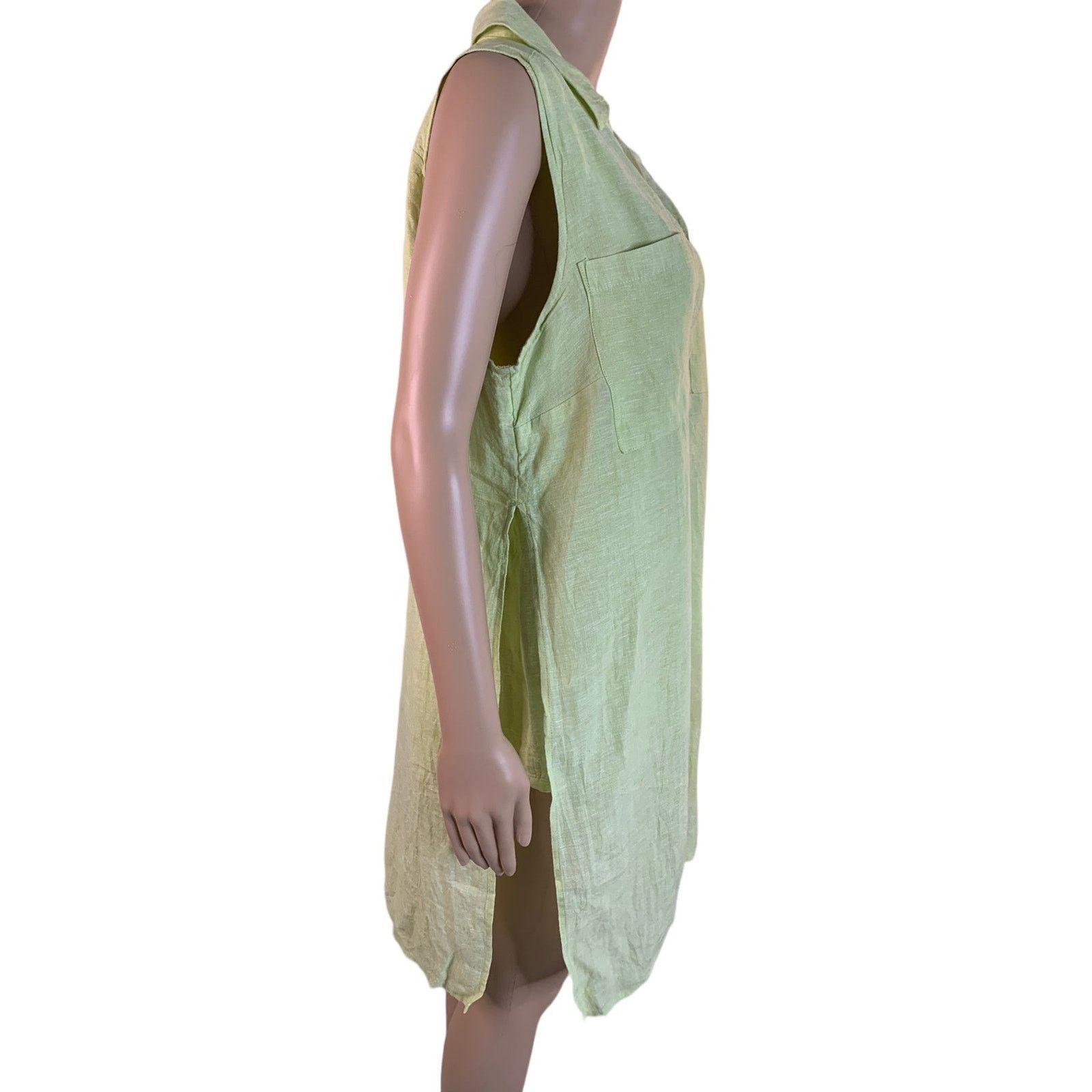 Chicos Chico's 100% Linen Mini Shift Dress Button Down Sleeveless M Size M / US 6-8 / IT 42-44 - 2 Thumbnail