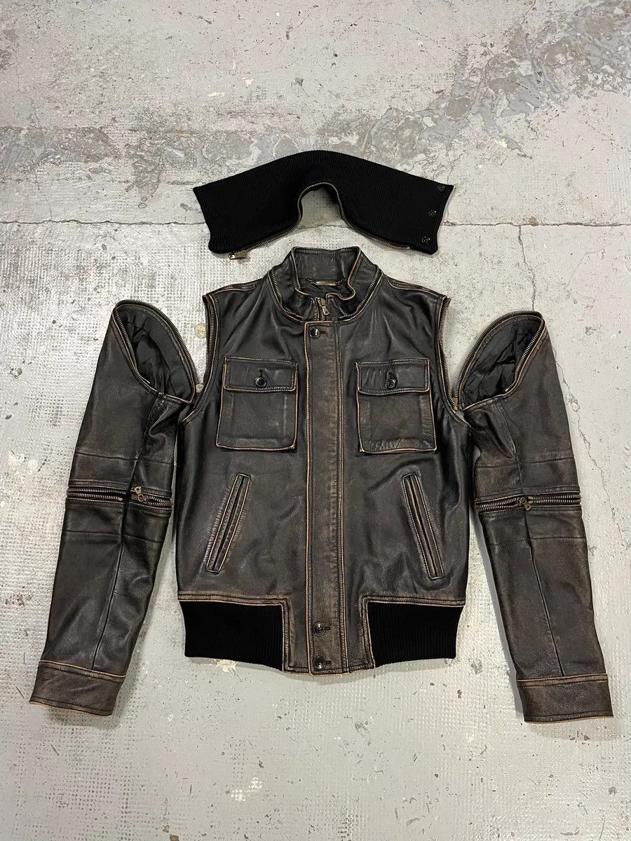 Dolce & Gabbana AW2003 Dolce & Gabbana Brown Horse Leather Zip Detachables Sleeves Jacket Size US M / EU 48-50 / 2 - 1 Thumbnail