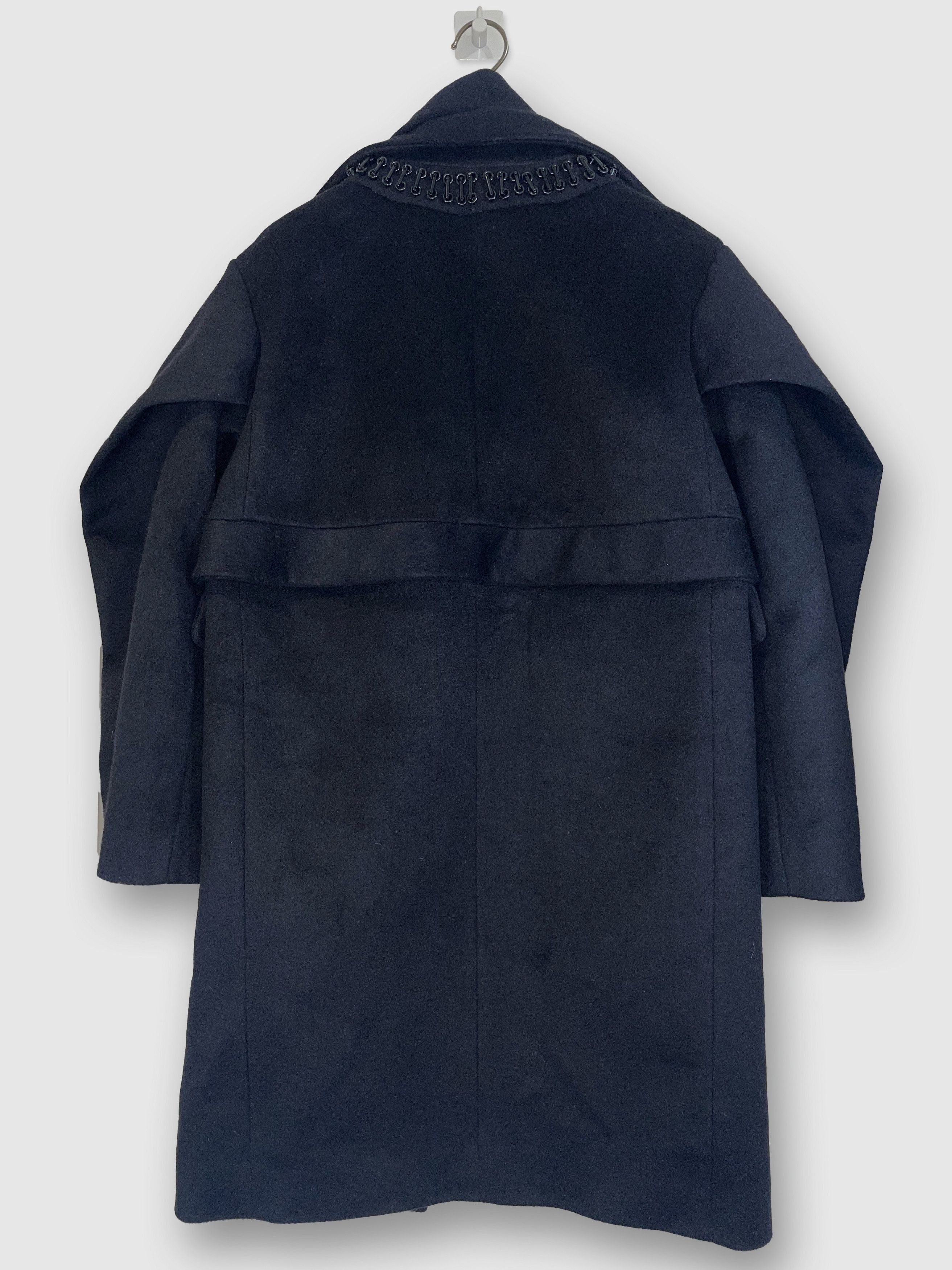 Dsquared2 Black Wool Belted Sculptural Embellished Coat Size XS / US 0-2 / IT 36-38 - 2 Thumbnail
