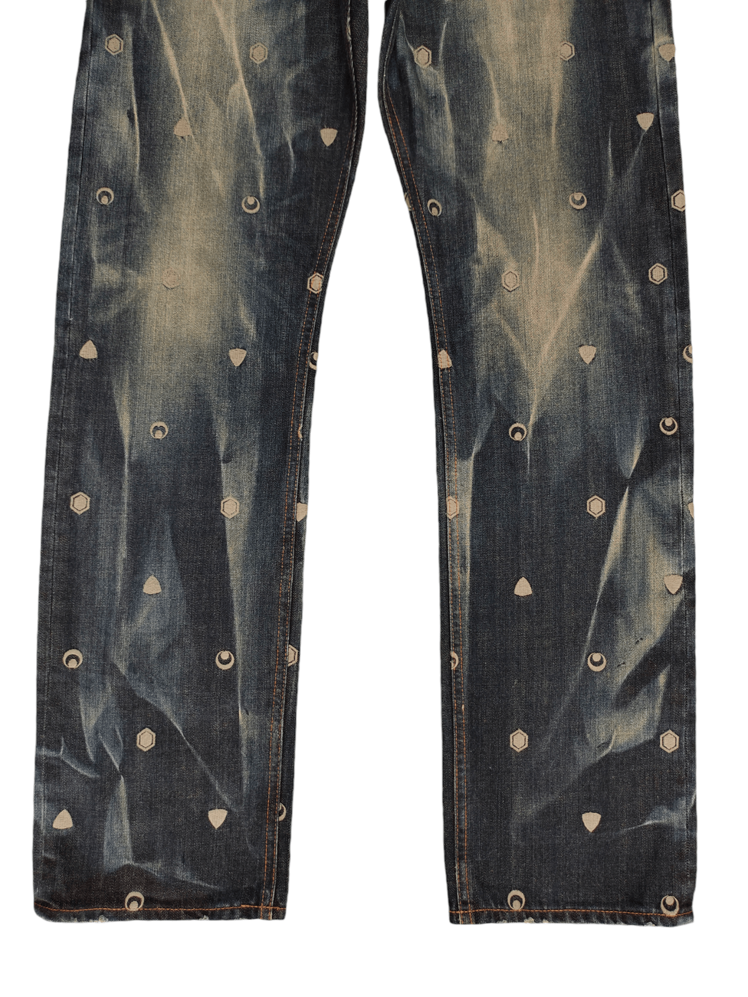 Comme des Garcons × Undercover Japanese Brand Takeo Kikuchi Embroidered Distress Faded Jean Size US 33 - 3 Thumbnail