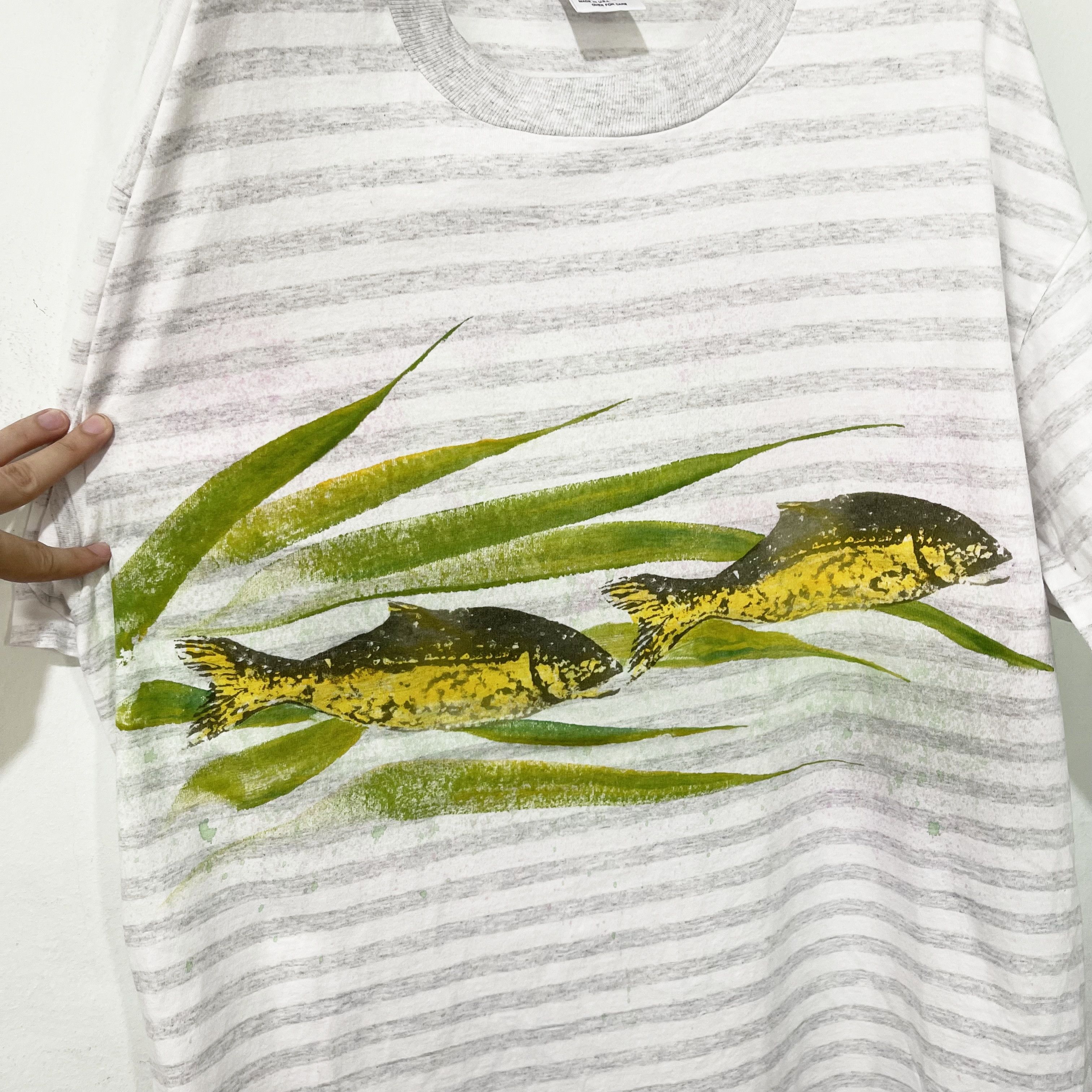 Vintage Vintage 90s Fish Over the Moon Striped Shirt Size US XL / EU 56 / 4 - 2 Thumbnail