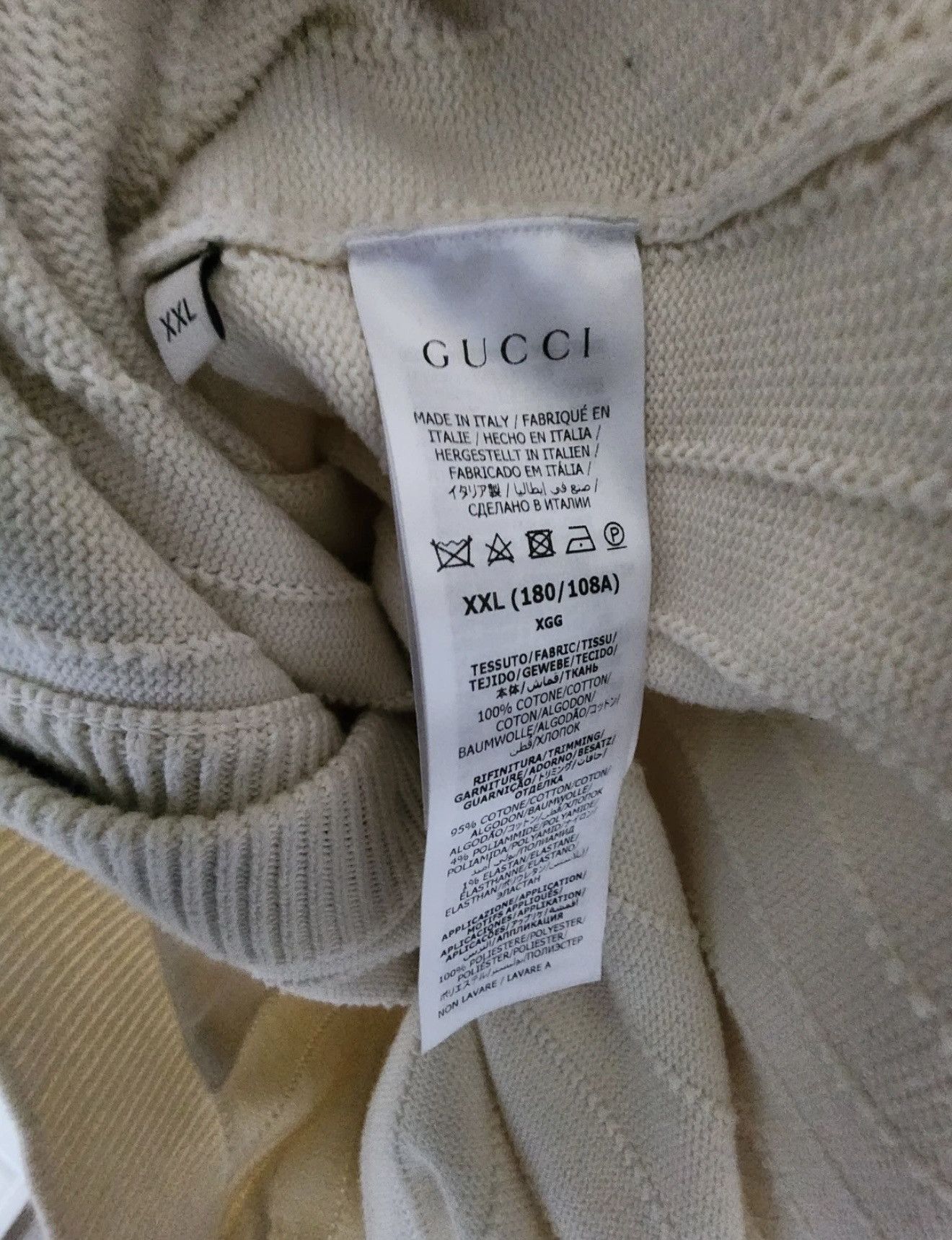 Gucci Gucci Men's Ivory Cable-Knit Cardigan XXL Stripe Trim Logo Size US XXL / EU 58 / 5 - 12 Thumbnail