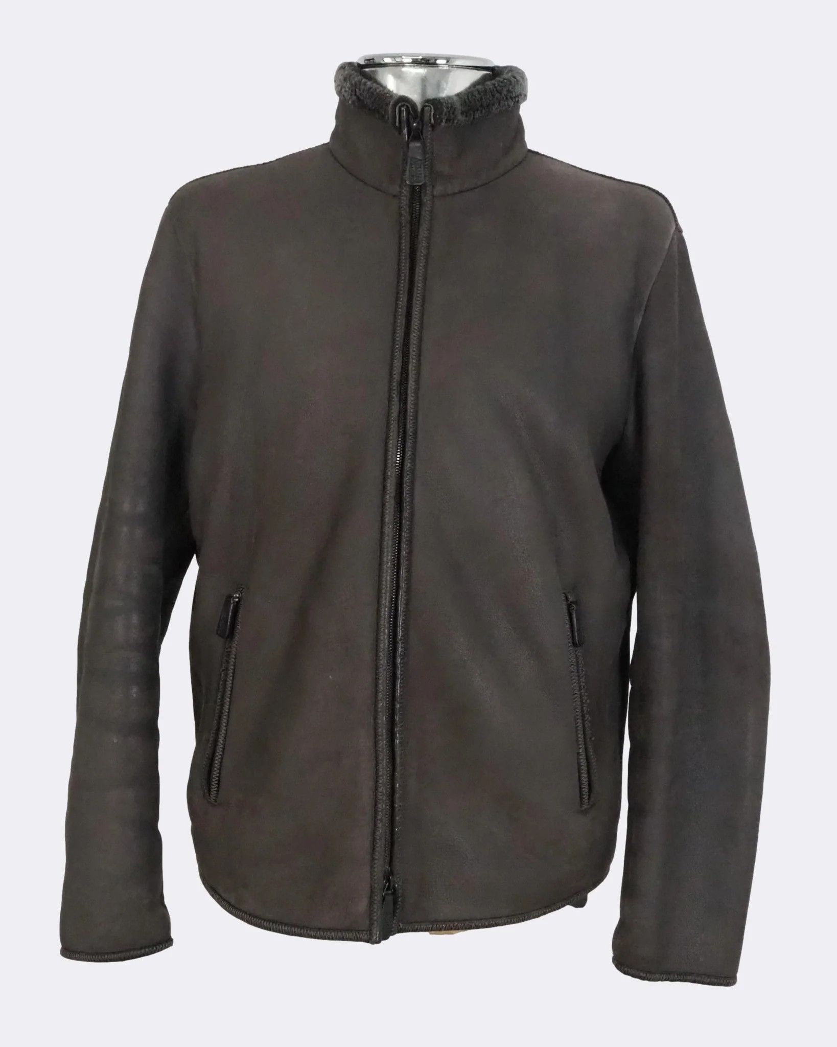 Men's Armani Collezioni Grey Lambskin Shearling Jacket $1830