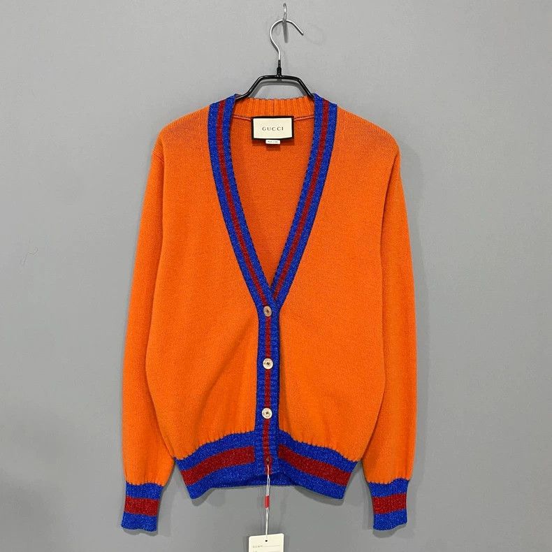 Gucci Wool Cardigan with Blue Stripes