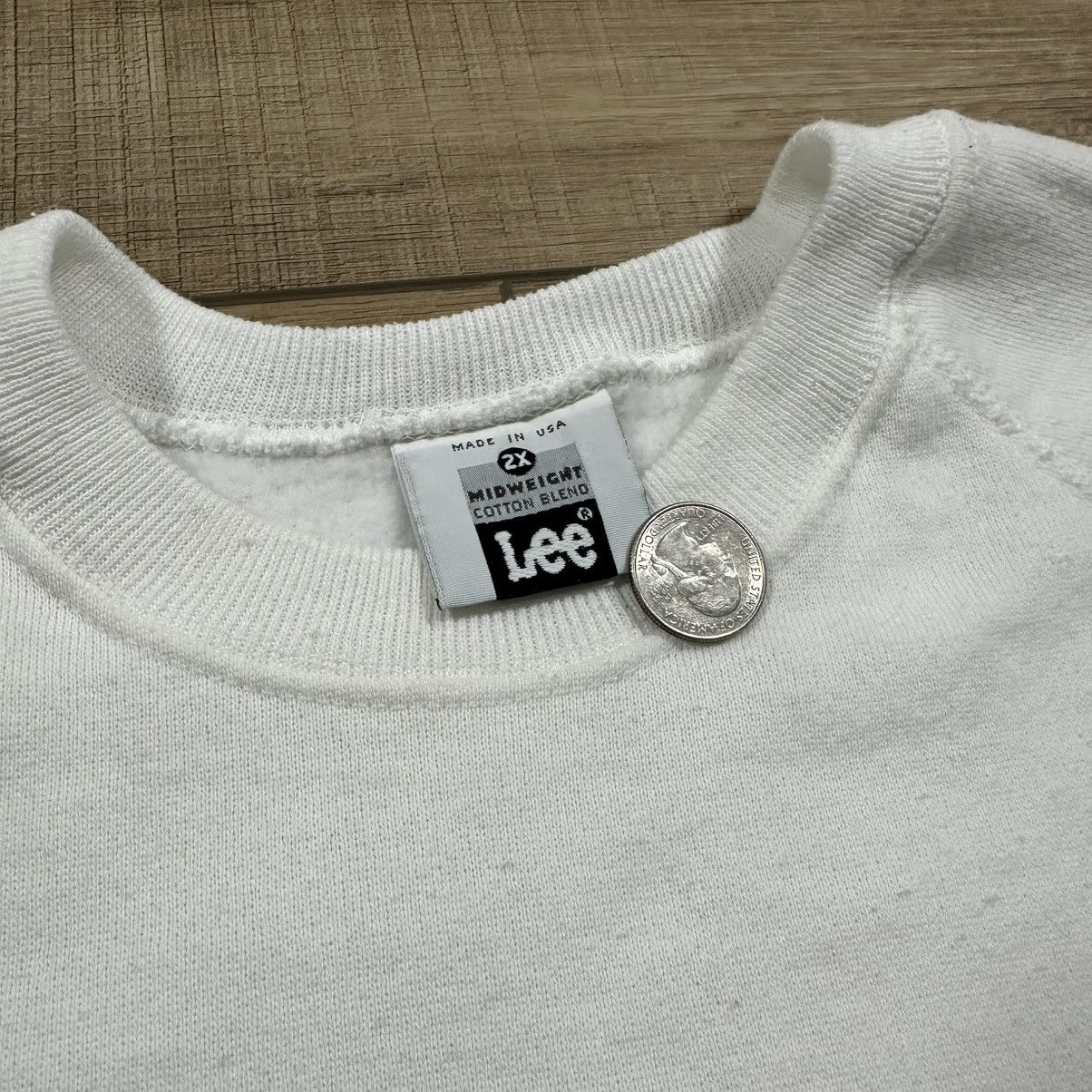 Lee Vintage 90s White Blank Made in USA Crewneck Sweatshirt Size US XXL / EU 58 / 5 - 5 Thumbnail