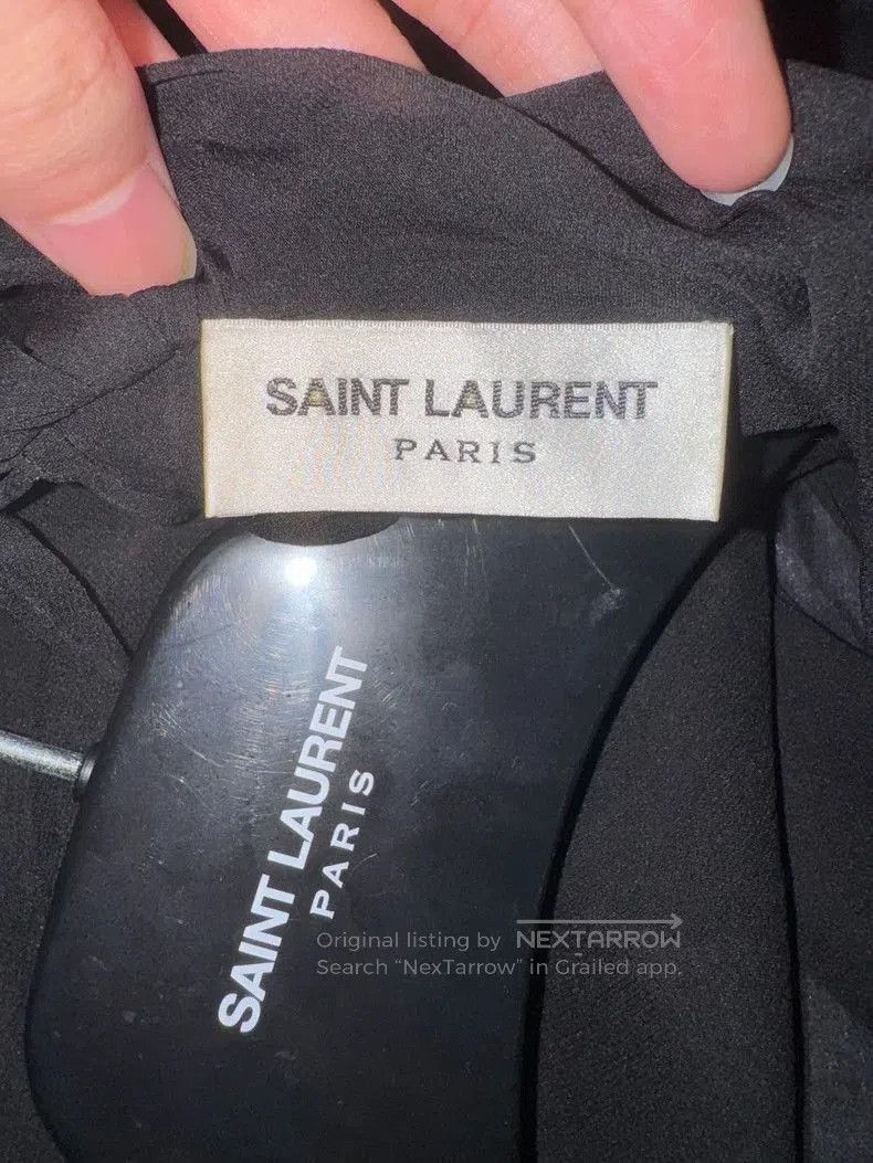 Saint Laurent Paris Saint Laurent Black Silk Bow Shirt. Size US M / EU 48-50 / 2 - 6 Thumbnail