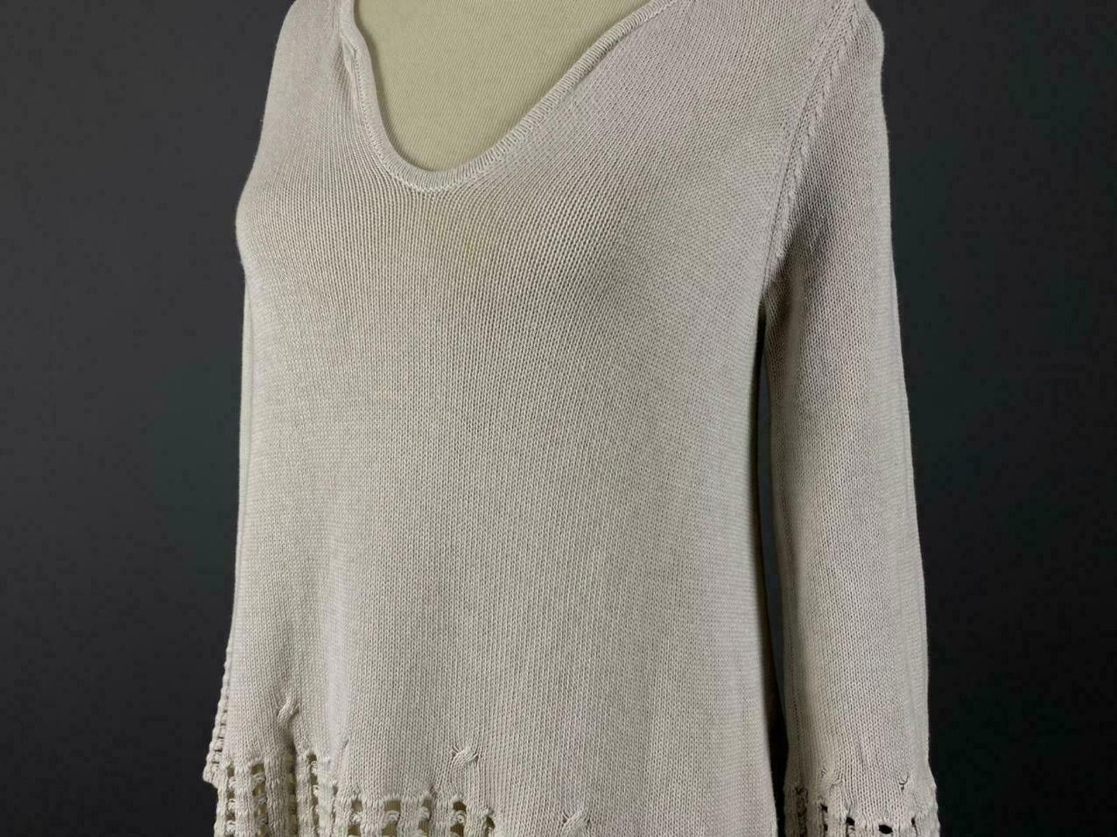 Designer Ladies Hemisphere Beige Knit Long Sleeve Short Dress Size 34 Size M / US 6-8 / IT 42-44 - 3 Thumbnail