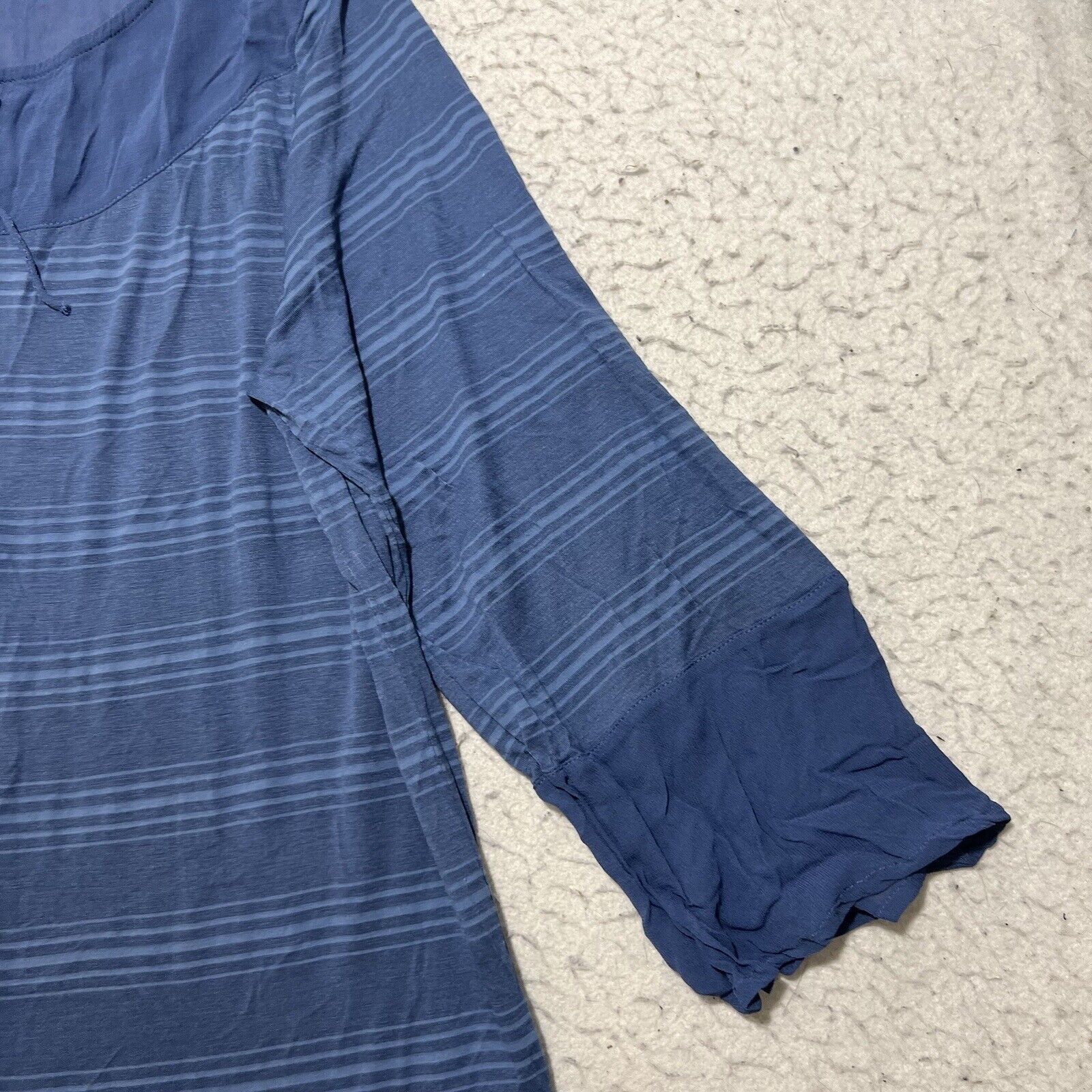 Lucky Brand Lucky Brand Large 3/4 Sleeve Crewneck Striped Navy Top Size M / US 6-8 / IT 42-44 - 5 Thumbnail