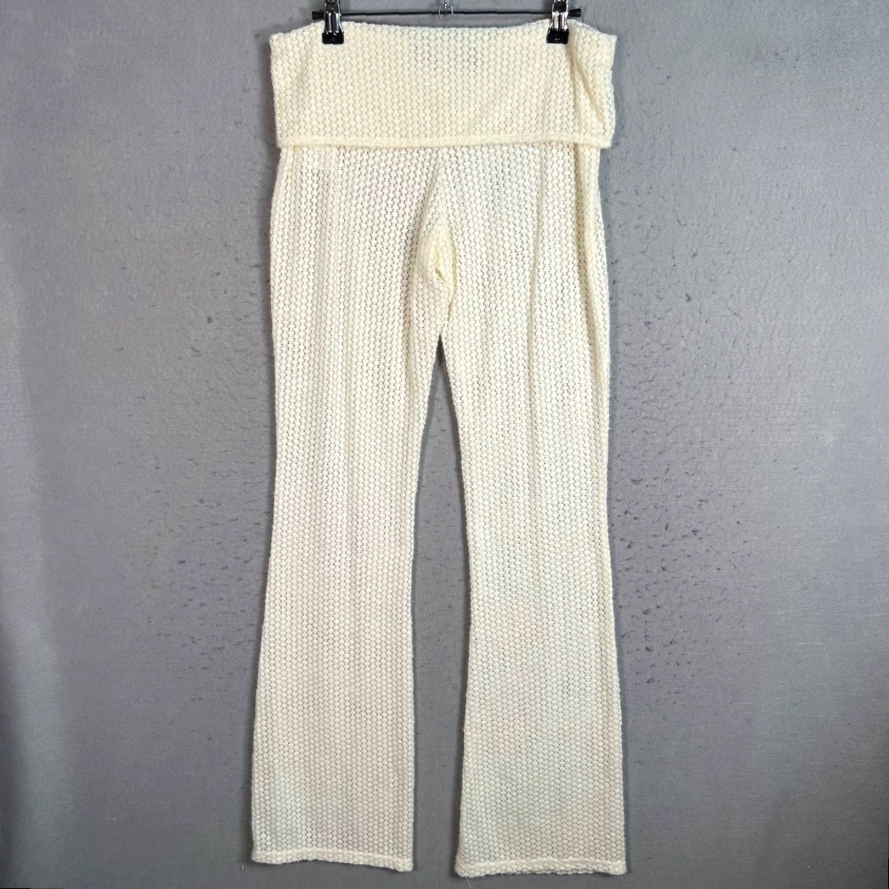 Lioness VINTAGE Lioness Pants Women's Medium Cream Knit Flared Ankle Nylon Blend 30in Waist Size 32" / US 10 / IT 46 - 2 Thumbnail