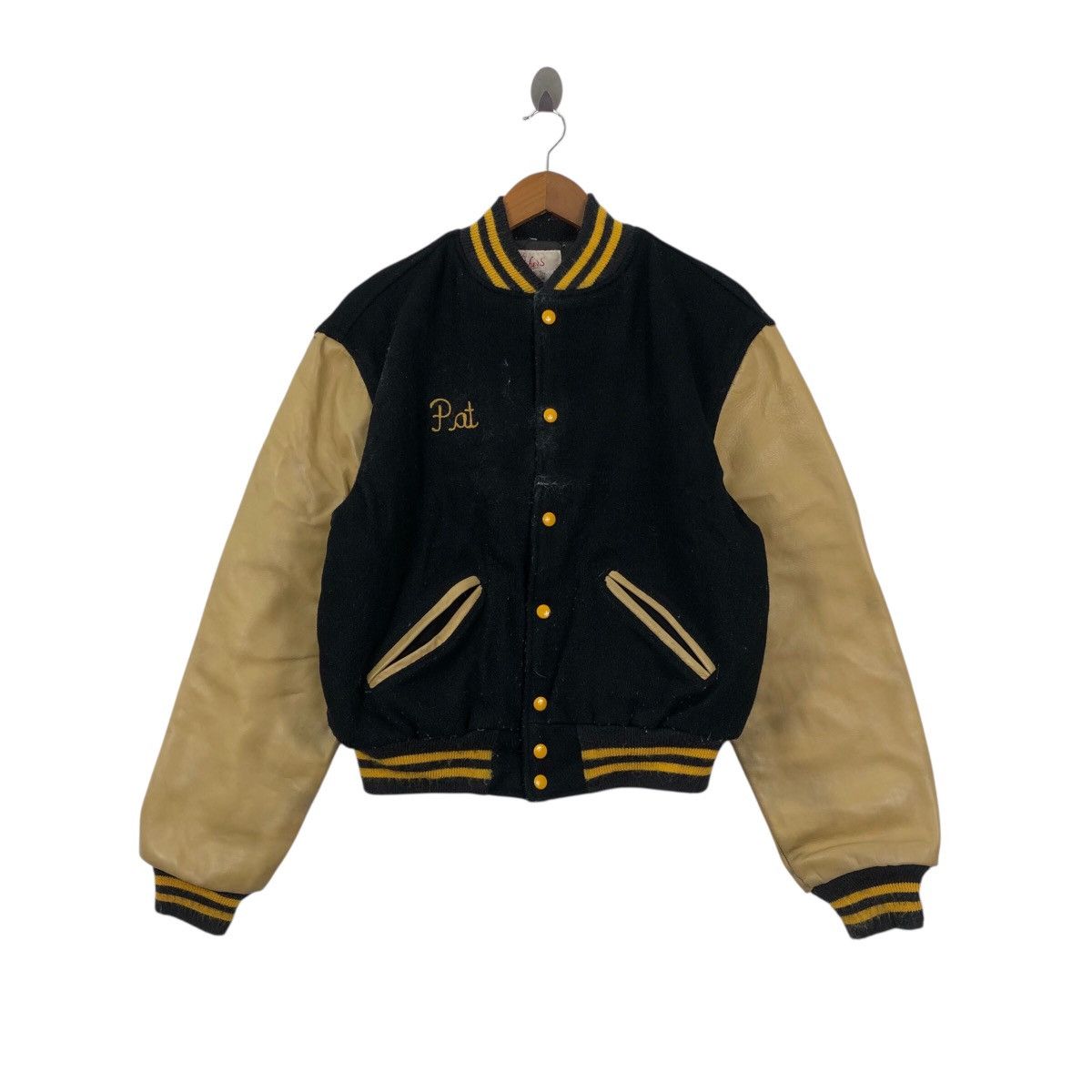 Vintage Vintage HUTCHERS SPORTSWEAR USA Wool Leather Bomber Jacket Size US XXL / EU 58 / 5 - 1 Thumbnail