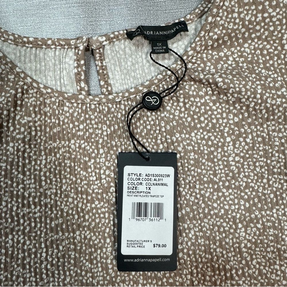 Adrianna Papell NWT New $79 Adrianna Papell Animal Print Pleated 3/4 Sleeve Size XL / US 12-14 / IT 48-50 - 6 Thumbnail