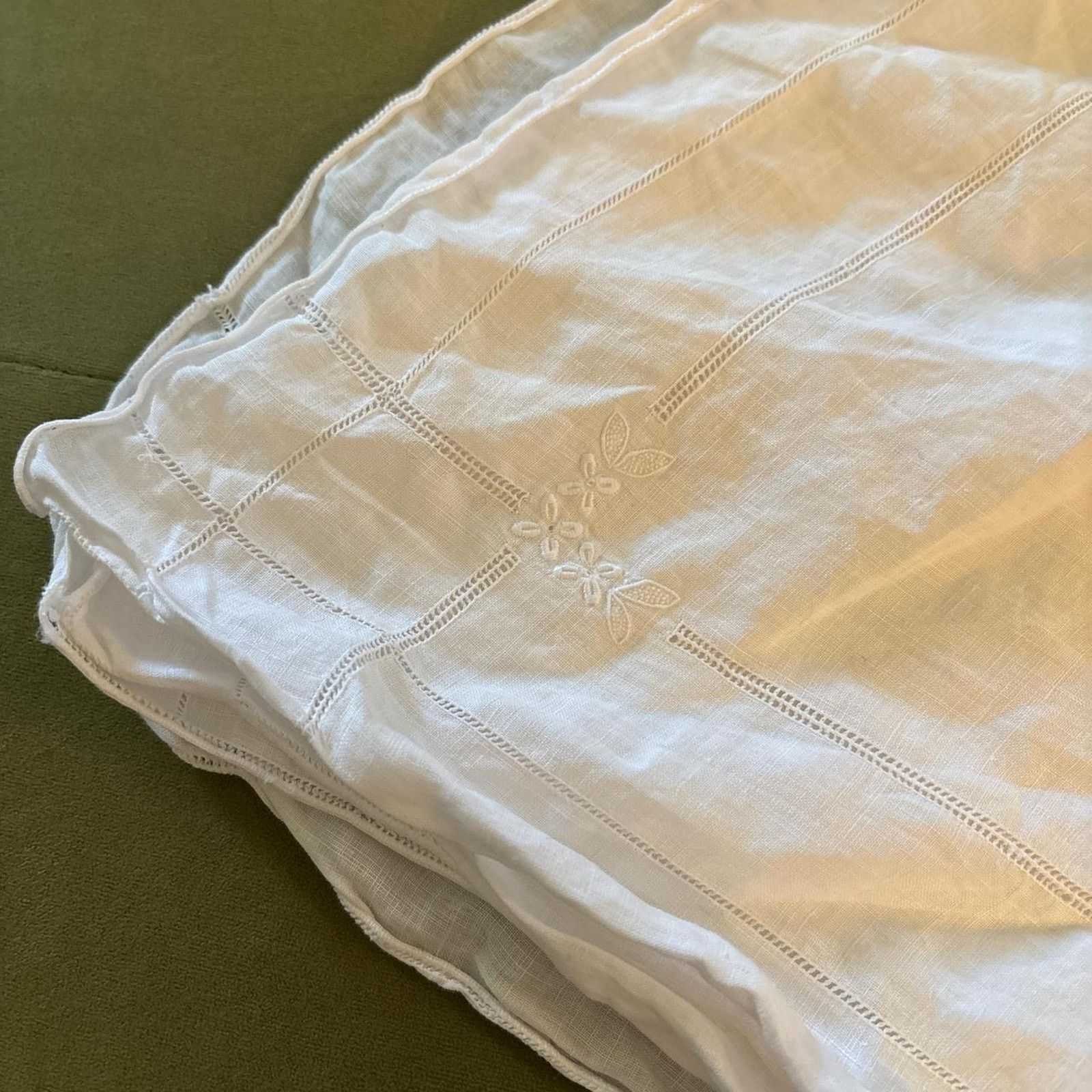 Handmade Vintage Unbranded White Square Linen Scarf Size ONE SIZE - 5 Thumbnail