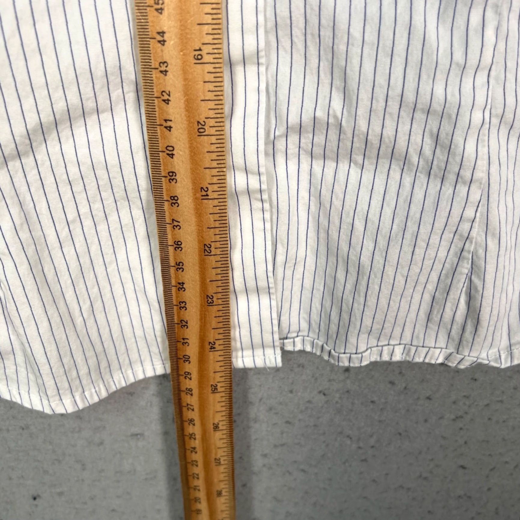 Mango Mango White & Blue Striped Button-Up Long Sleeve Collared Shirt Womens 4 Casual Cotton Elastane Pocketed Shirt Size S / US 4 / IT 40 - 6 Thumbnail