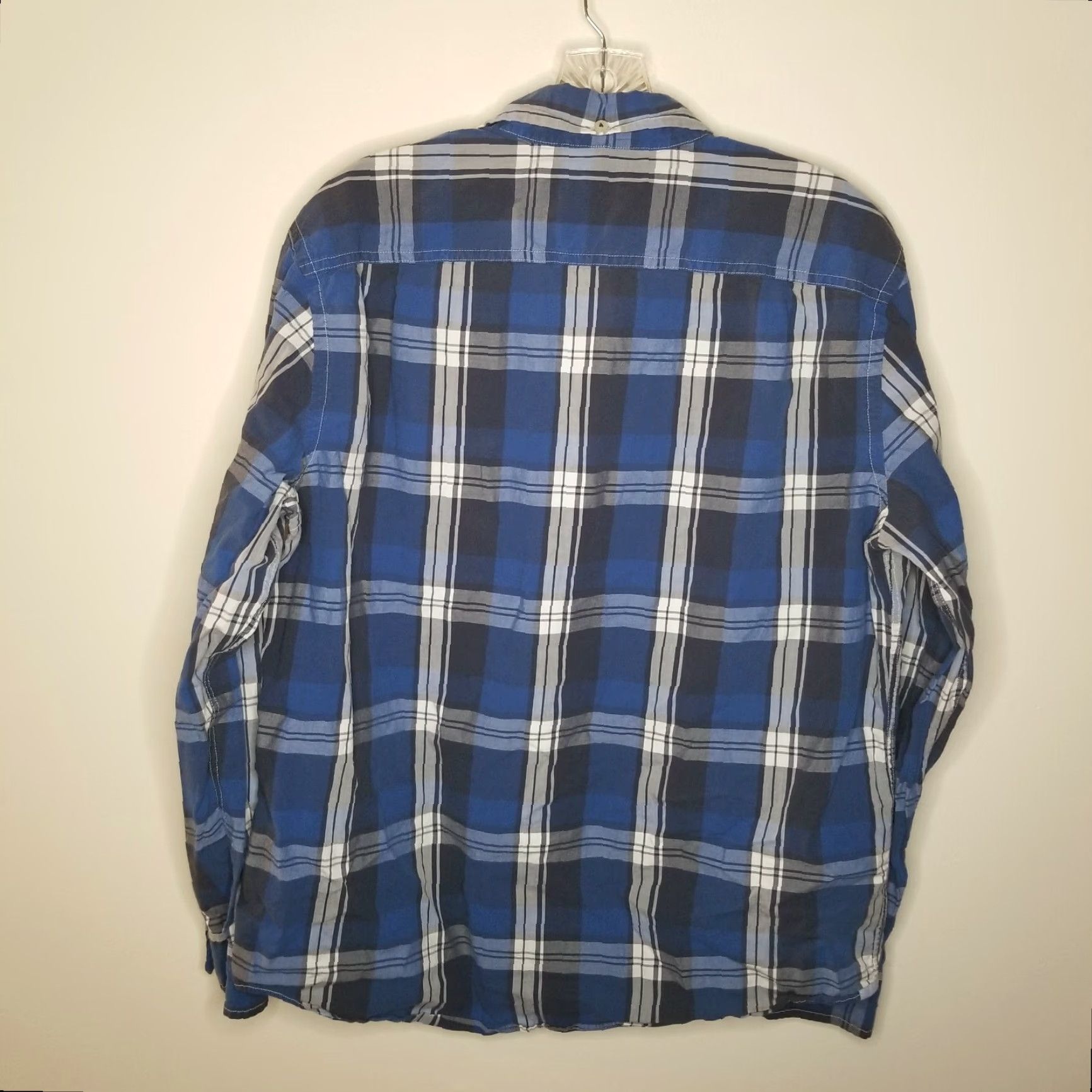 American Eagle Outfitters American Eagle Mens Blue Plaid Athletic Fit Long Sleeve Button-Up Size L Size US L / EU 52-54 / 3 - 4 Thumbnail