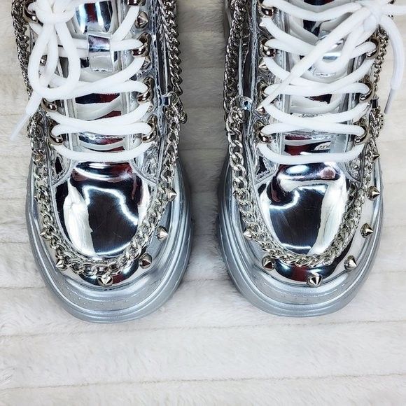 Other Space Candy Silver Platform Chain Sneaker Hidden Wedge Stree Size US 9 / IT 39 - 5 Thumbnail