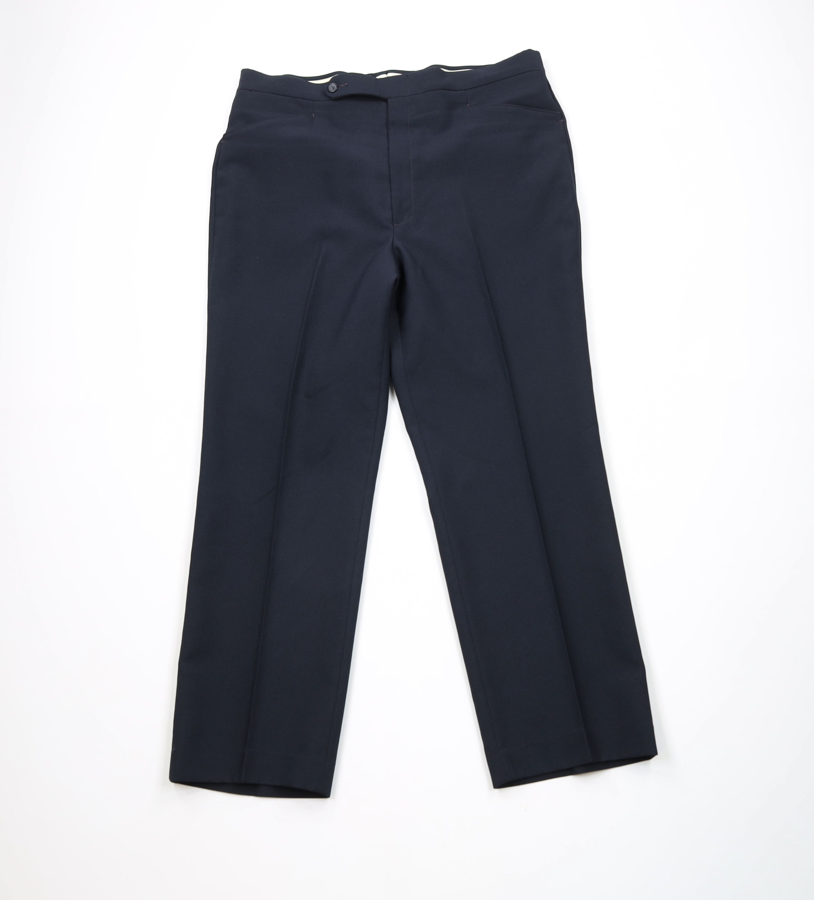 Vintage Vintage 70s Streetwear Knit Flared Wide Leg Chino Pants Blue Size US 38 / EU 54 - 1 Thumbnail