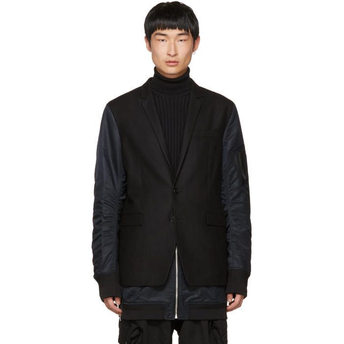 Juun.J Juun.J Black MA-1 Docking Blazer Jacket Size US L / EU 52-54 / 3 - 11 Thumbnail