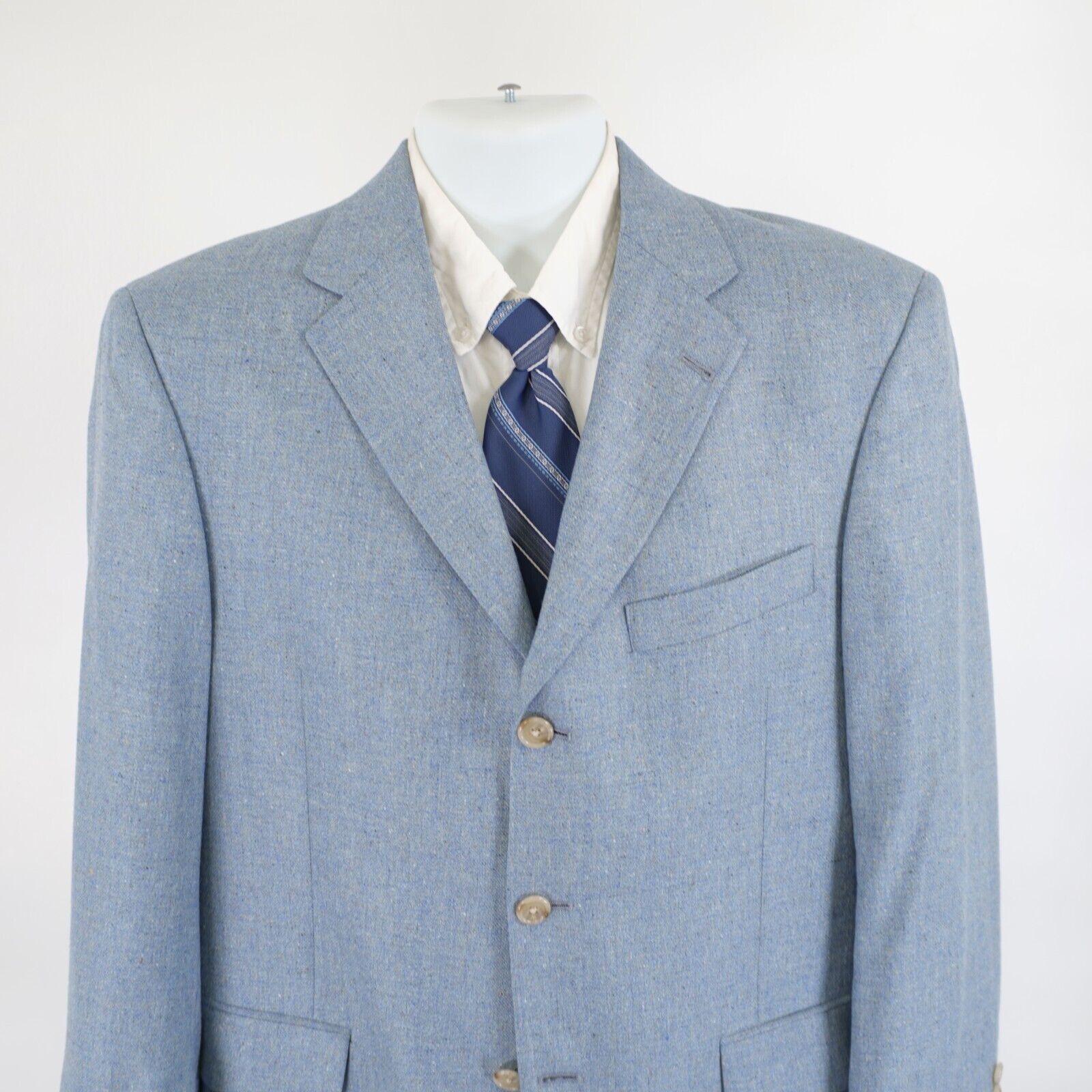 Hart Schaffner Marx Hart Schaffner Marx Tweed Wool Blue Brown Spec 40R 3 Button Size 40R - 1 Thumbnail