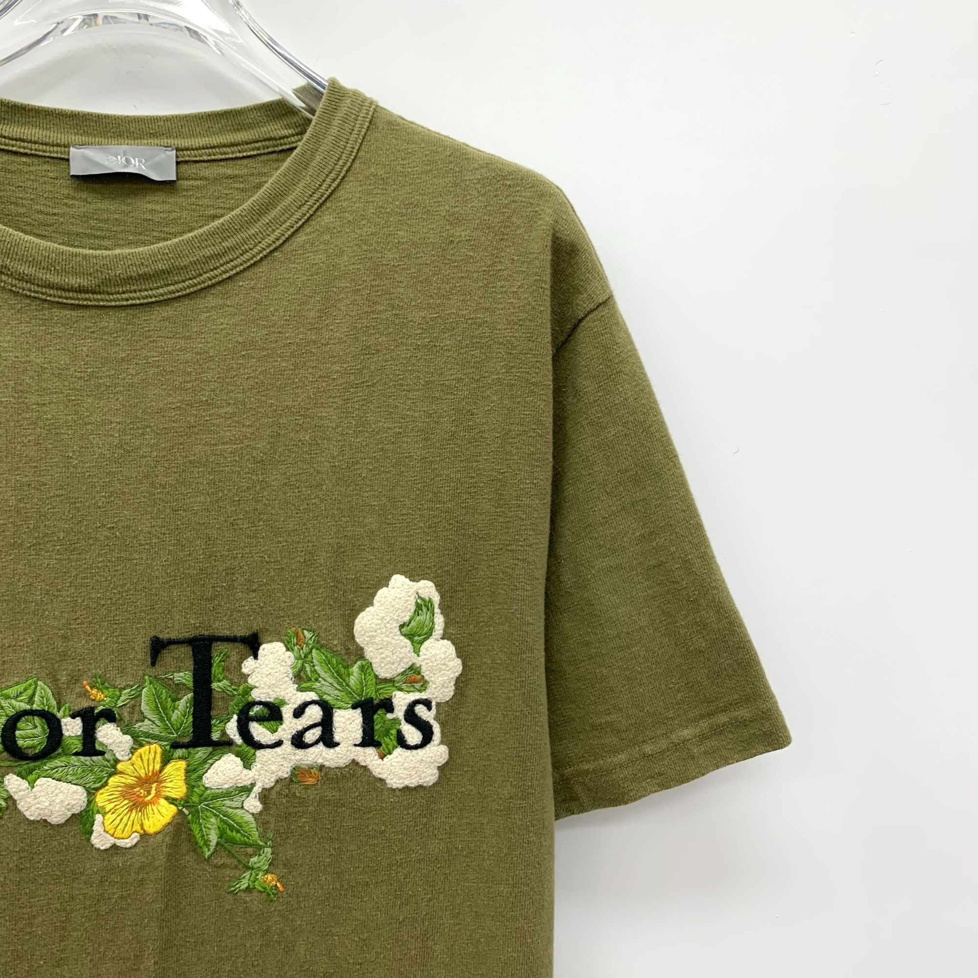 Dior Dior Khaki Green Floral Logo Embroidered Cotton Crewneck T-S Size US XS / EU 42 / 0 - 7 Thumbnail