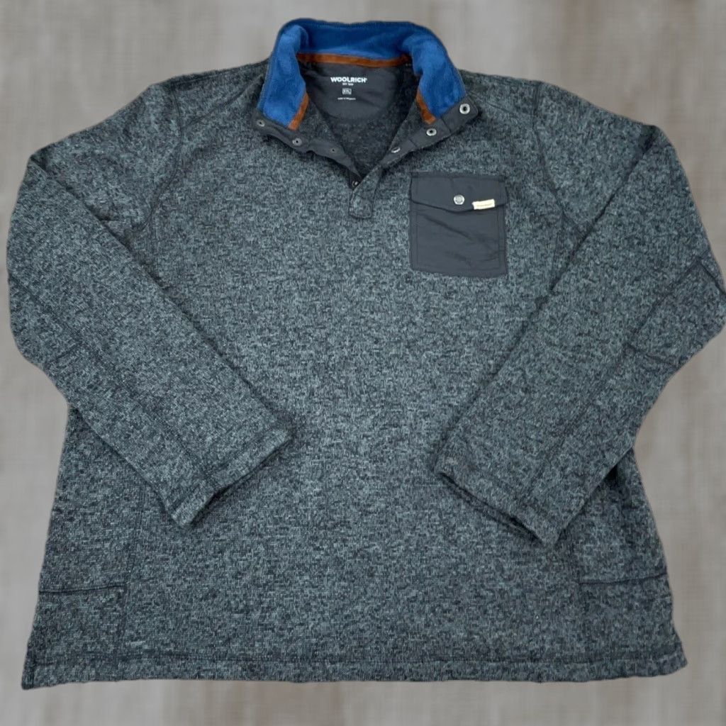 Vintage Woolrich Sweater Men 2XL Gray Pullover Knit Fleece Long Sleeve Mock Neck Casual Outdoor Golf Modern Classic American Woolrich Sweatshirt Size US XXL / EU 58 / 5 - 1 Thumbnail