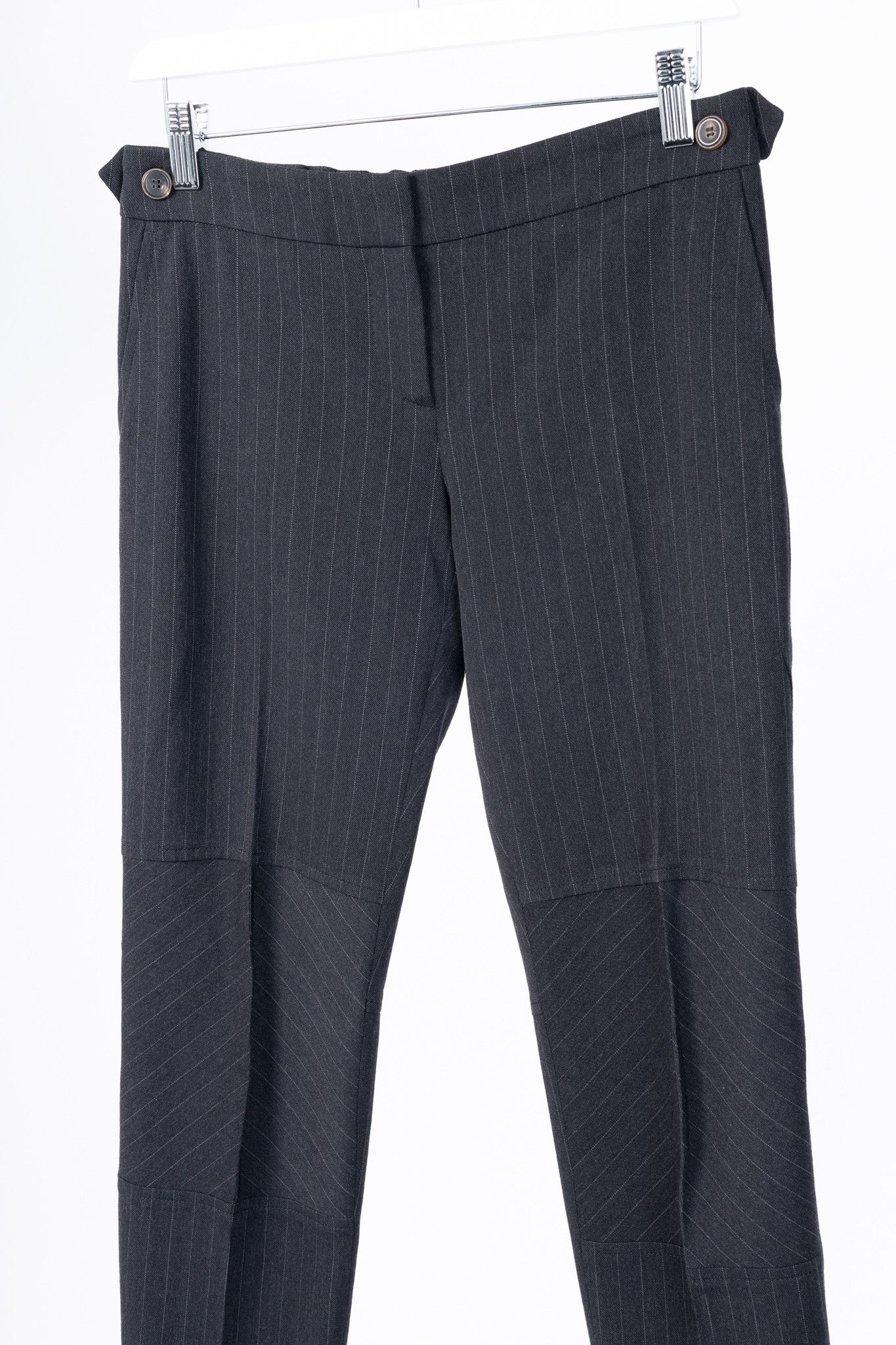 Brunello Cucinelli Brunello Cucinelli Wool-Blend Pinstripe Knee-Detail Trousers Size 27" / US 4 / IT 40 - 3 Thumbnail
