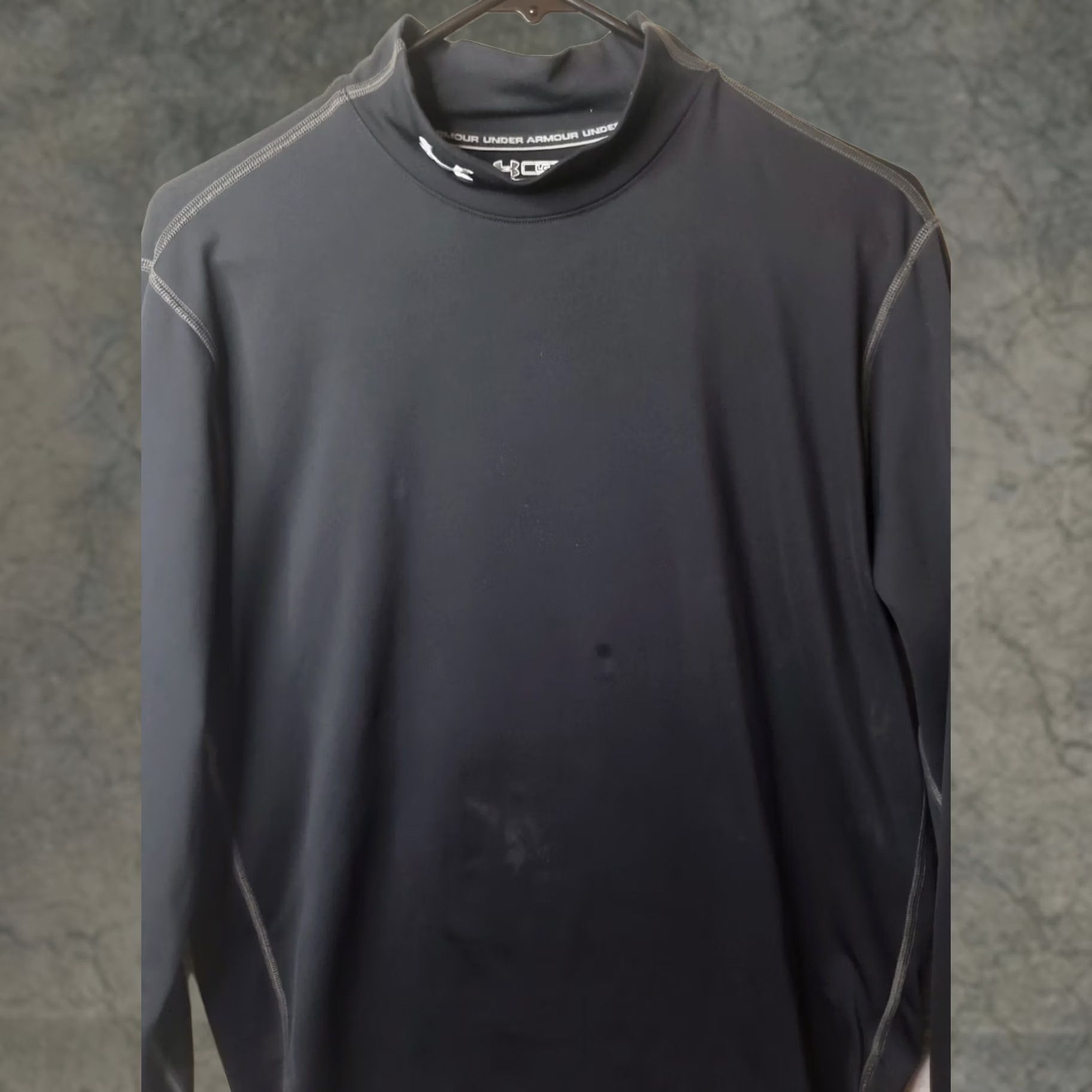 Under Armour Under Armour Fitted Cold Gear T Shirt Mens Large Black Long Sleeve Mock Neck Size US L / EU 52-54 / 3 - 1 Thumbnail