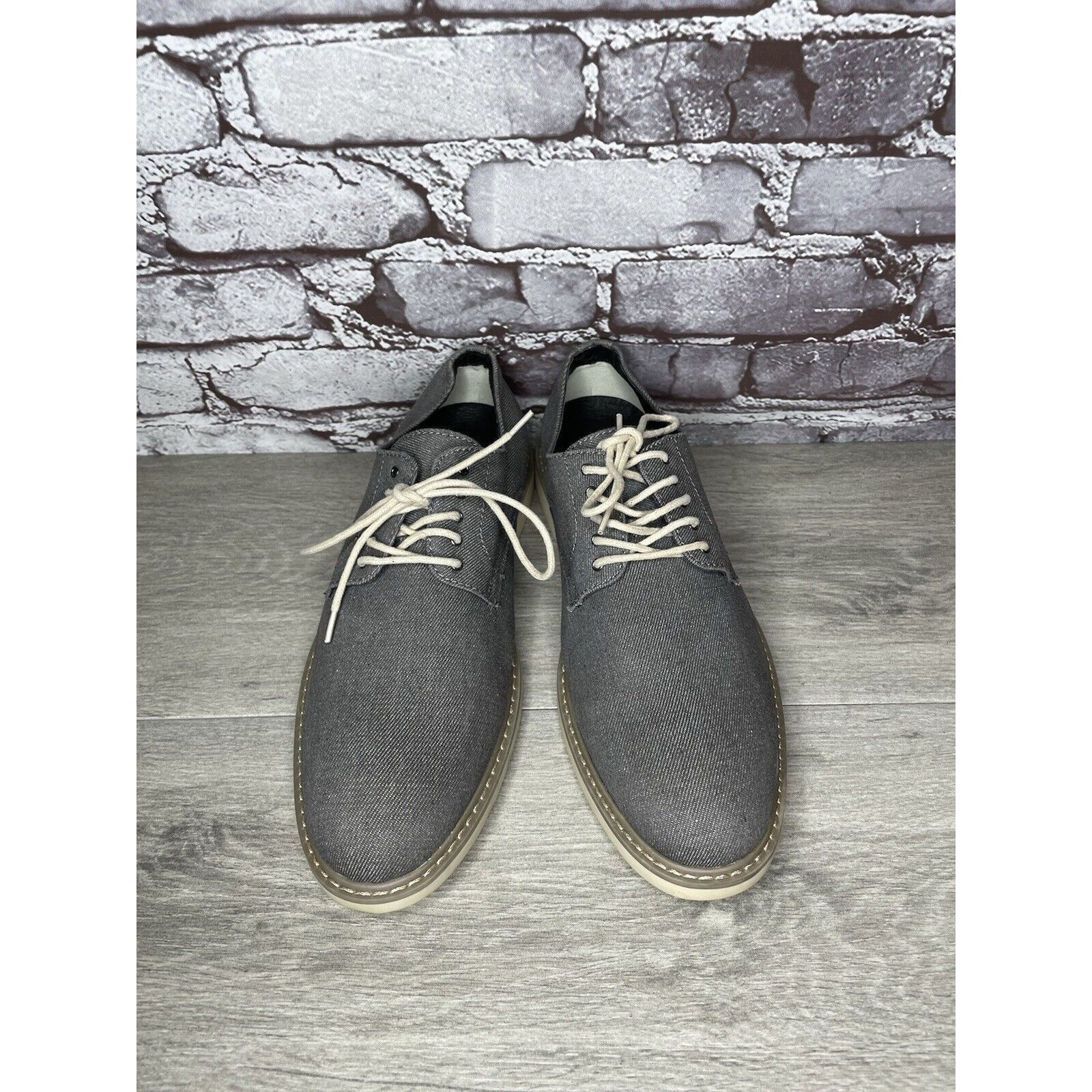 Public Opinion Public Opinion Gray Derby Oxfords Textured Fabric Casual Lac Size US 9.5 / EU 42-43 - 3 Thumbnail