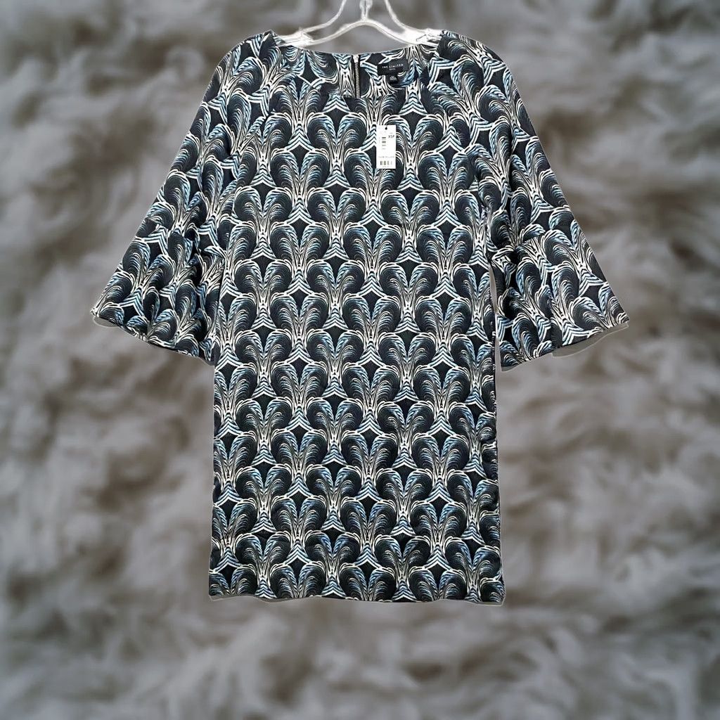 Vintage VINTAGE The Limited Dress XSP XS Petite Blue Retro Artsy Geometric Hippie Bell Sleeve Zipper NWT Size XS / US 0-2 / IT 36-38 - 1 Thumbnail