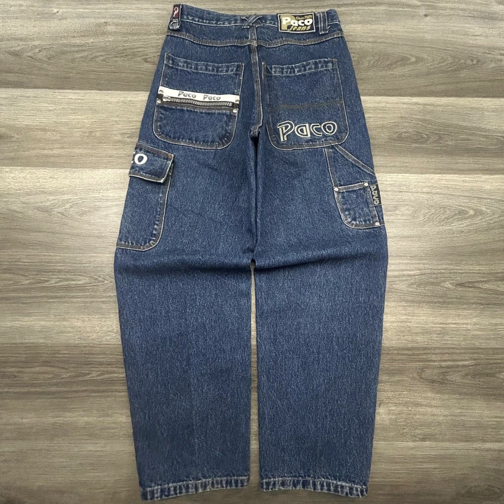 Vintage VINTAGE Paco Jeans Mens 32x32 Blue Baggy Cargo Carpenter Wide Leg Y2K Streetwear Size US 32 / EU 48 - 2 Thumbnail