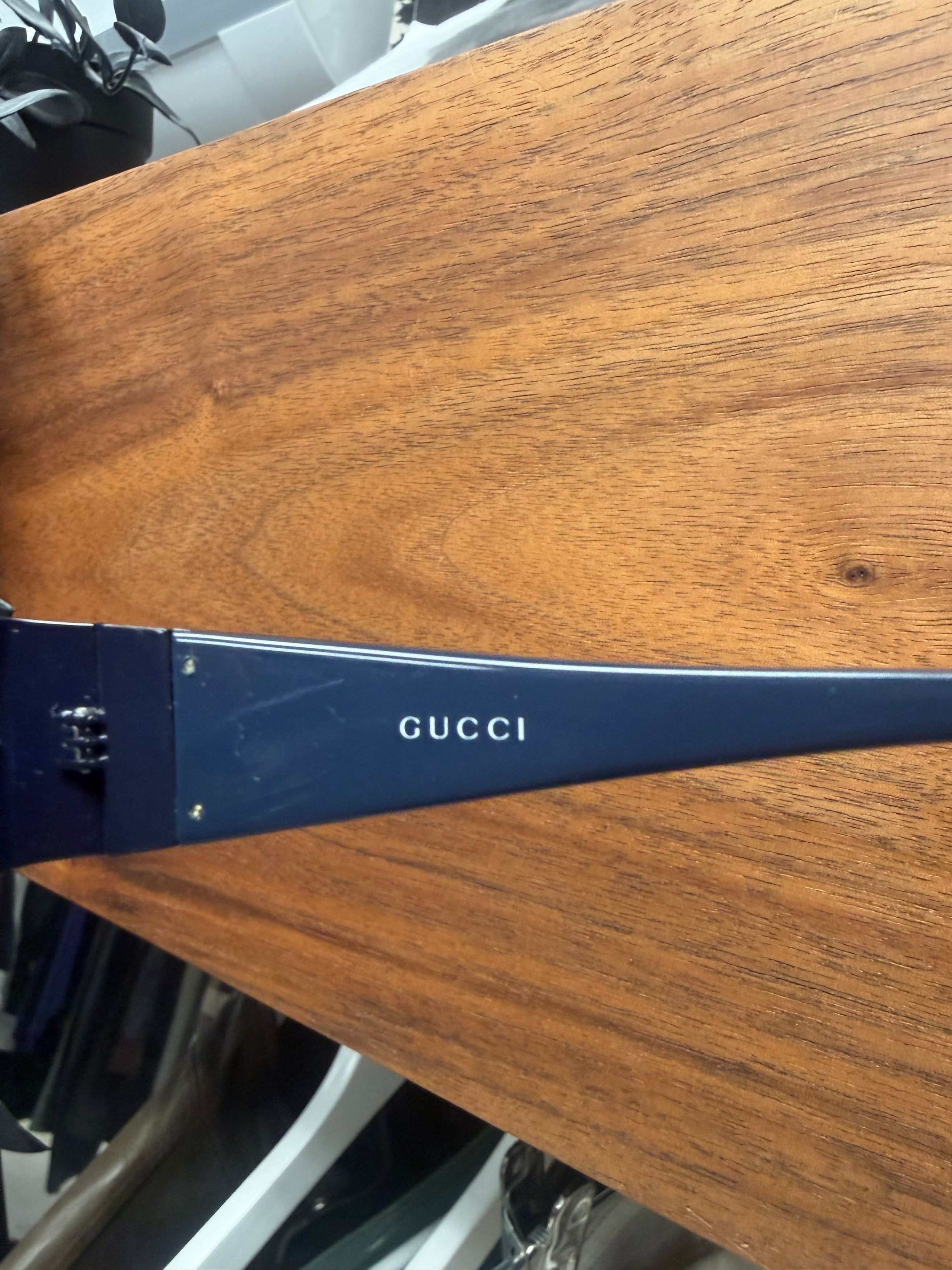 Gucci Gucci Striped Logo Blue/Red Visor Shield Sunglasses Size ONE SIZE - 5 Thumbnail