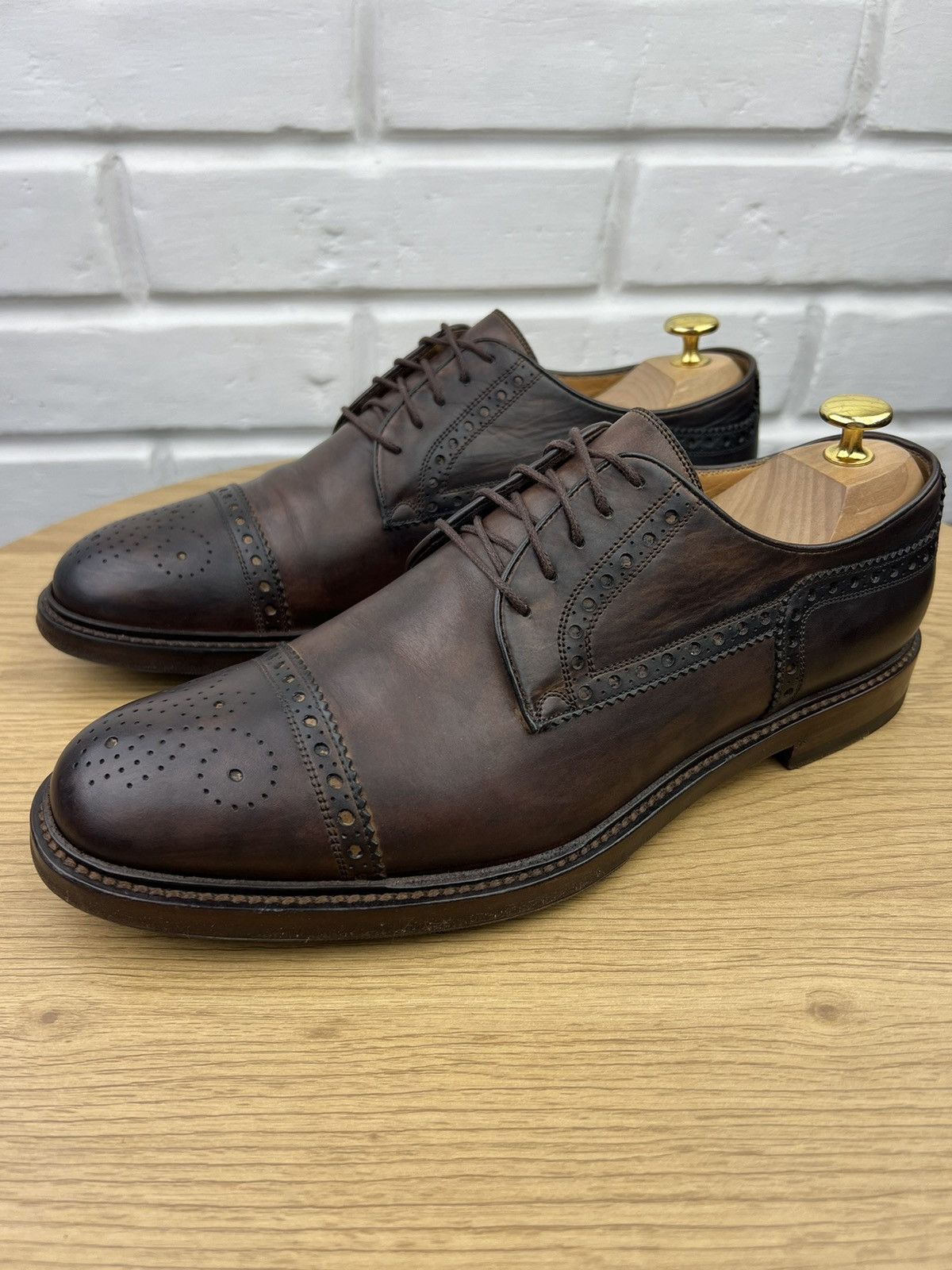 Gucci GUCCI Derby Brogues Leather Shoes Wingtip Brown Men’s Size US 10 / EU 43 - 1 Thumbnail