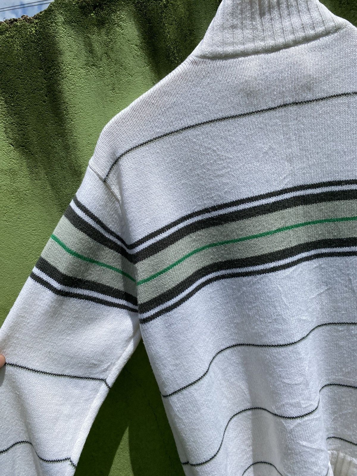 Vans VANS White Zip-Up Knit Sweater Striped Vintage Streetwear Size US L / EU 52-54 / 3 - 12 Thumbnail