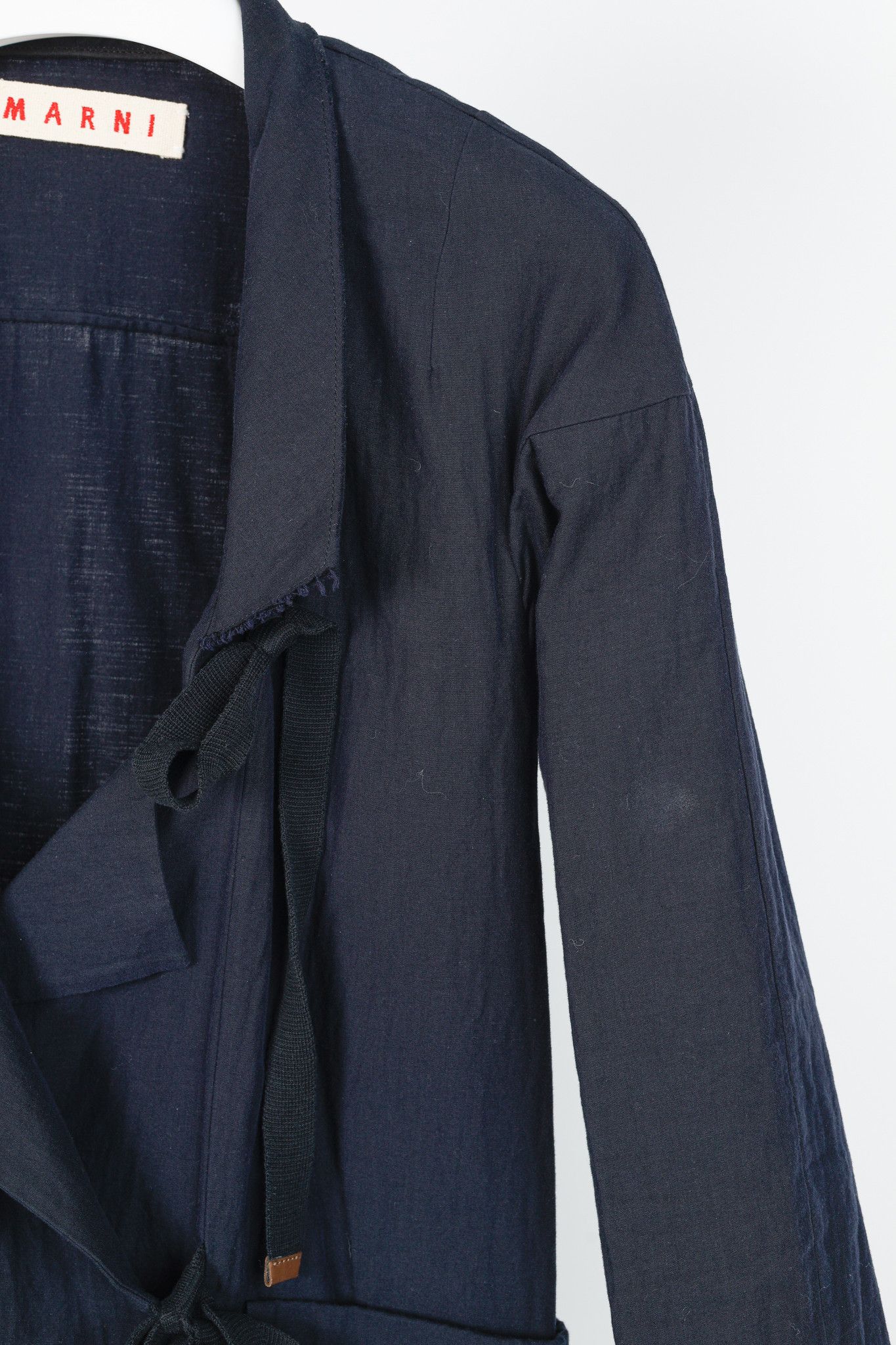 Marni Marni R/10 Navy Cotton-Blend Gauze Tie Duster Coat Size XS / US 0-2 / IT 36-38 - 5 Thumbnail