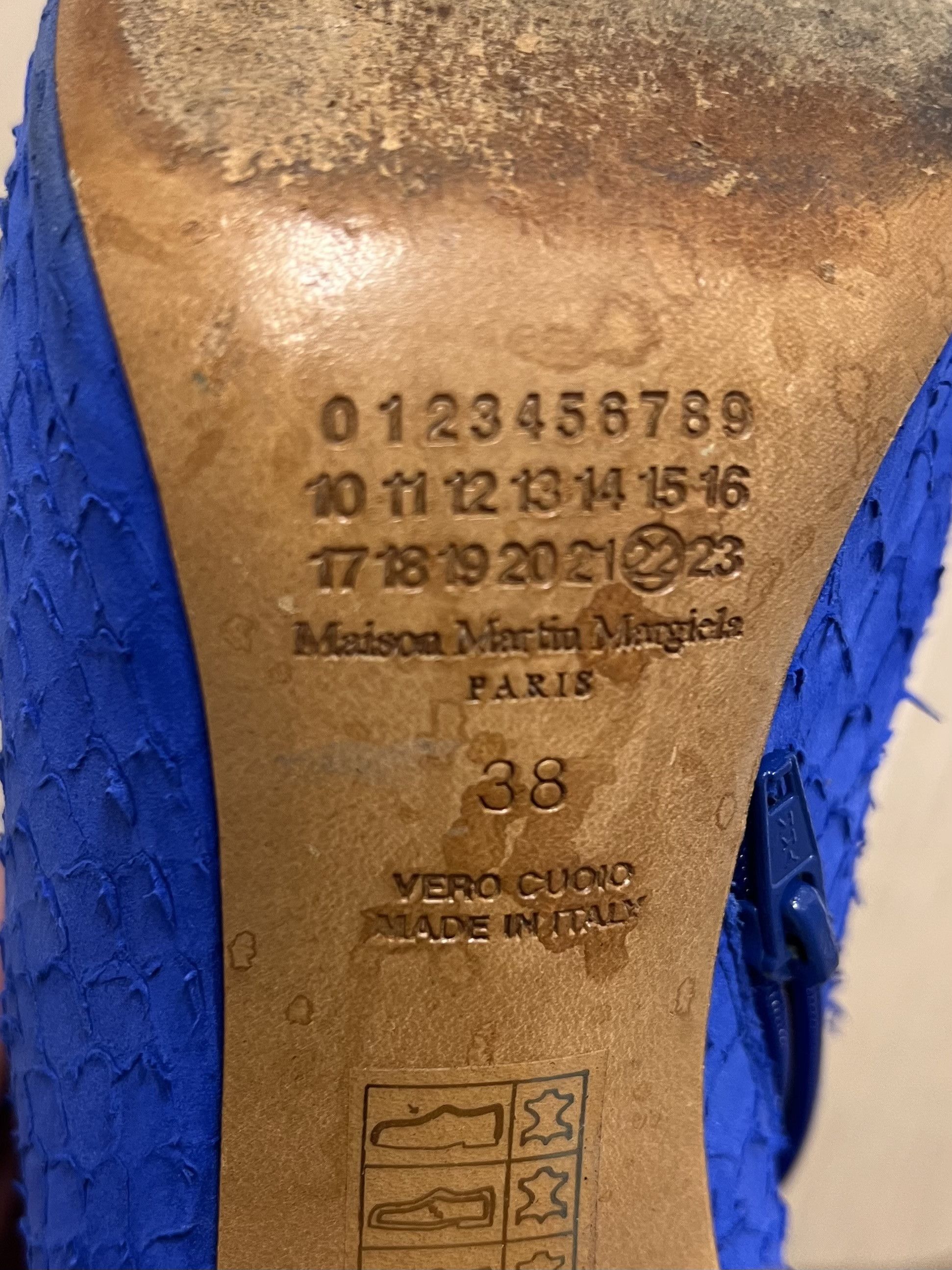 Maison Margiela Maison Martin Margiela blue snakeskin peep toe heels. Size US 8 / IT 38 - 4 Thumbnail