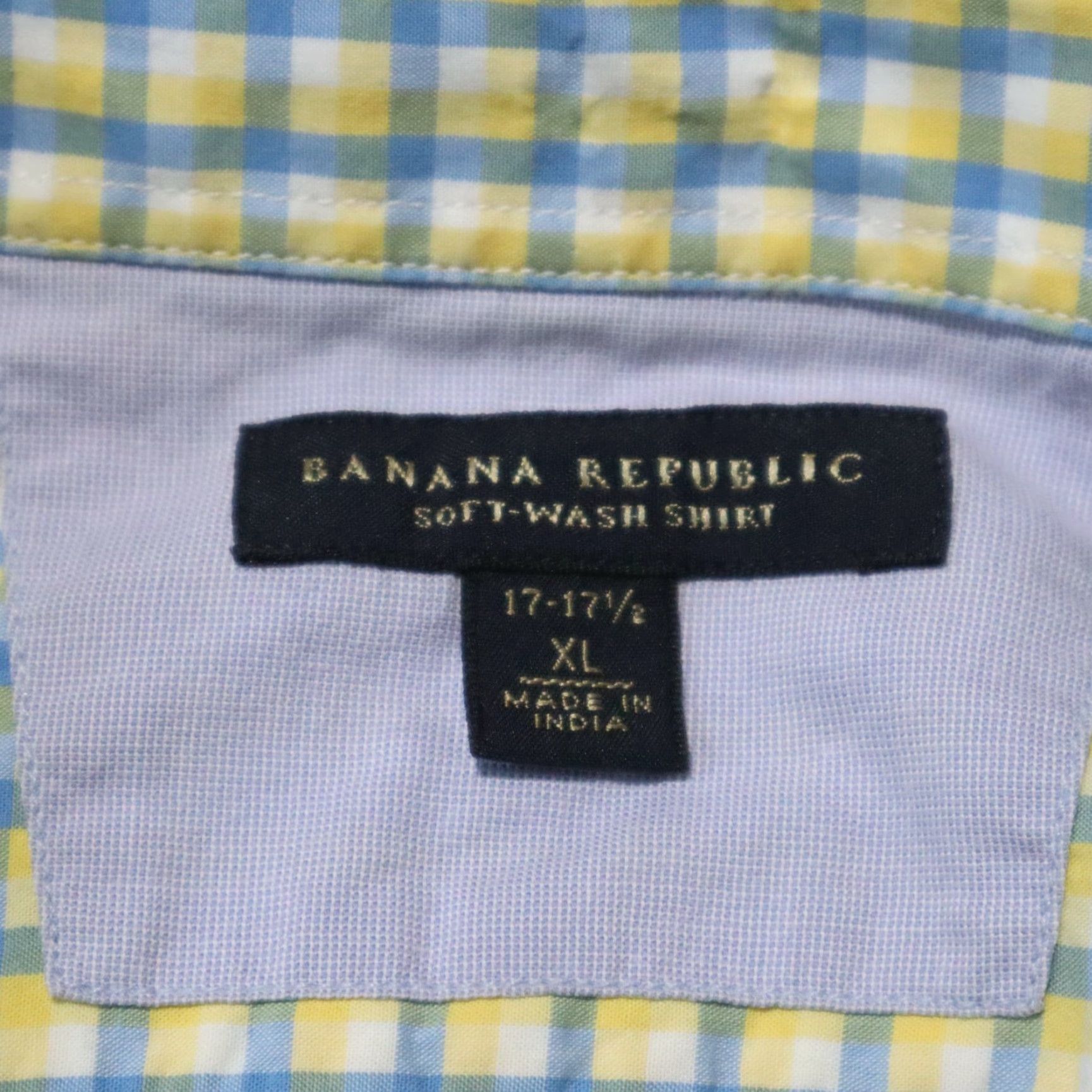 Banana Republic Banana Republic Shirt Button-Up Men Yellow Blue Plaid Multicolor Cotton Slim Long Sleeve Size 17.5 Regular Size US XXL / EU 58 / 5 - 3 Thumbnail