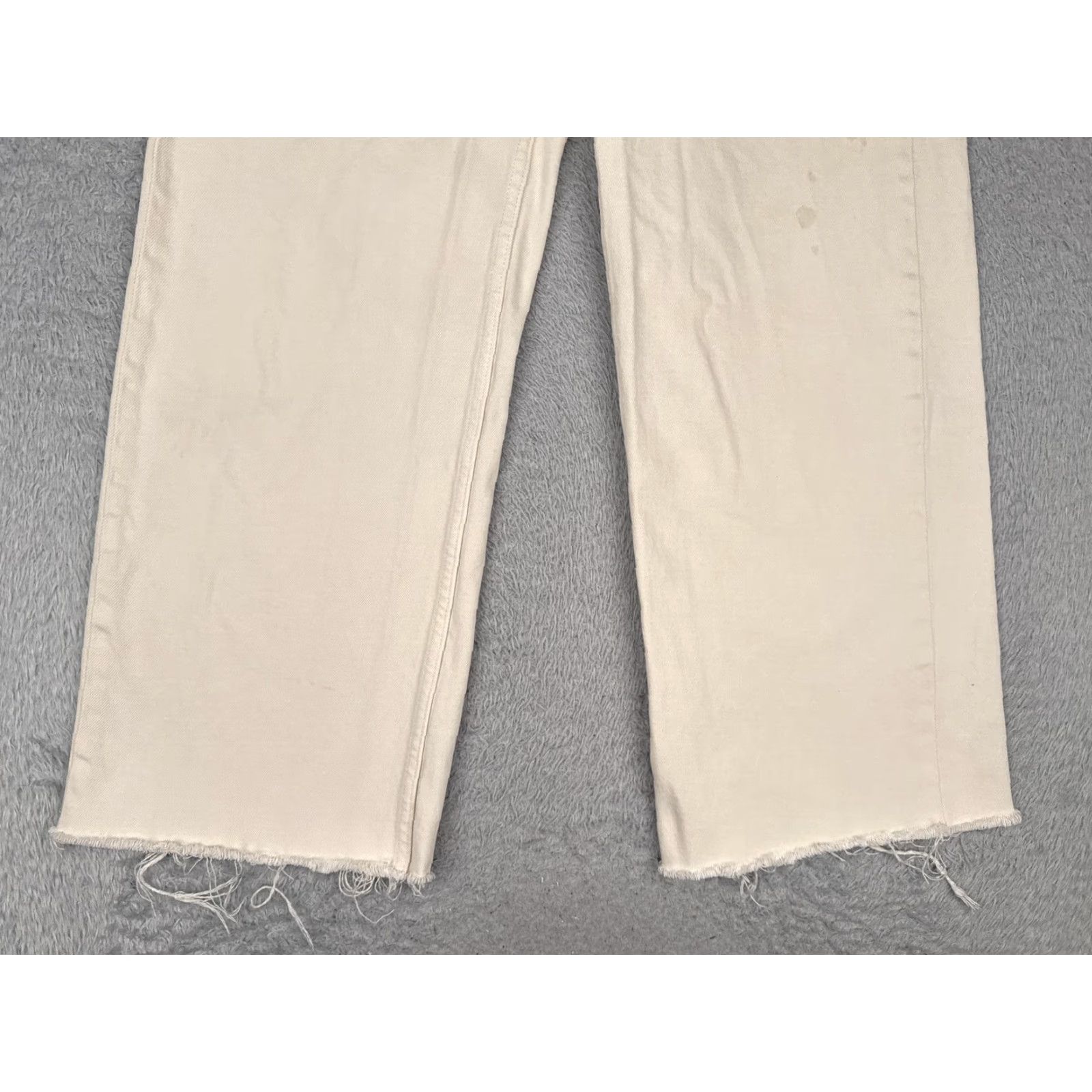 Vintage Free Assembly Jeans Womens 4 Beige Wide-Leg High Rise Raw Hem Cotton 27x26 Size 27" / US 4 / IT 40 - 2 Thumbnail