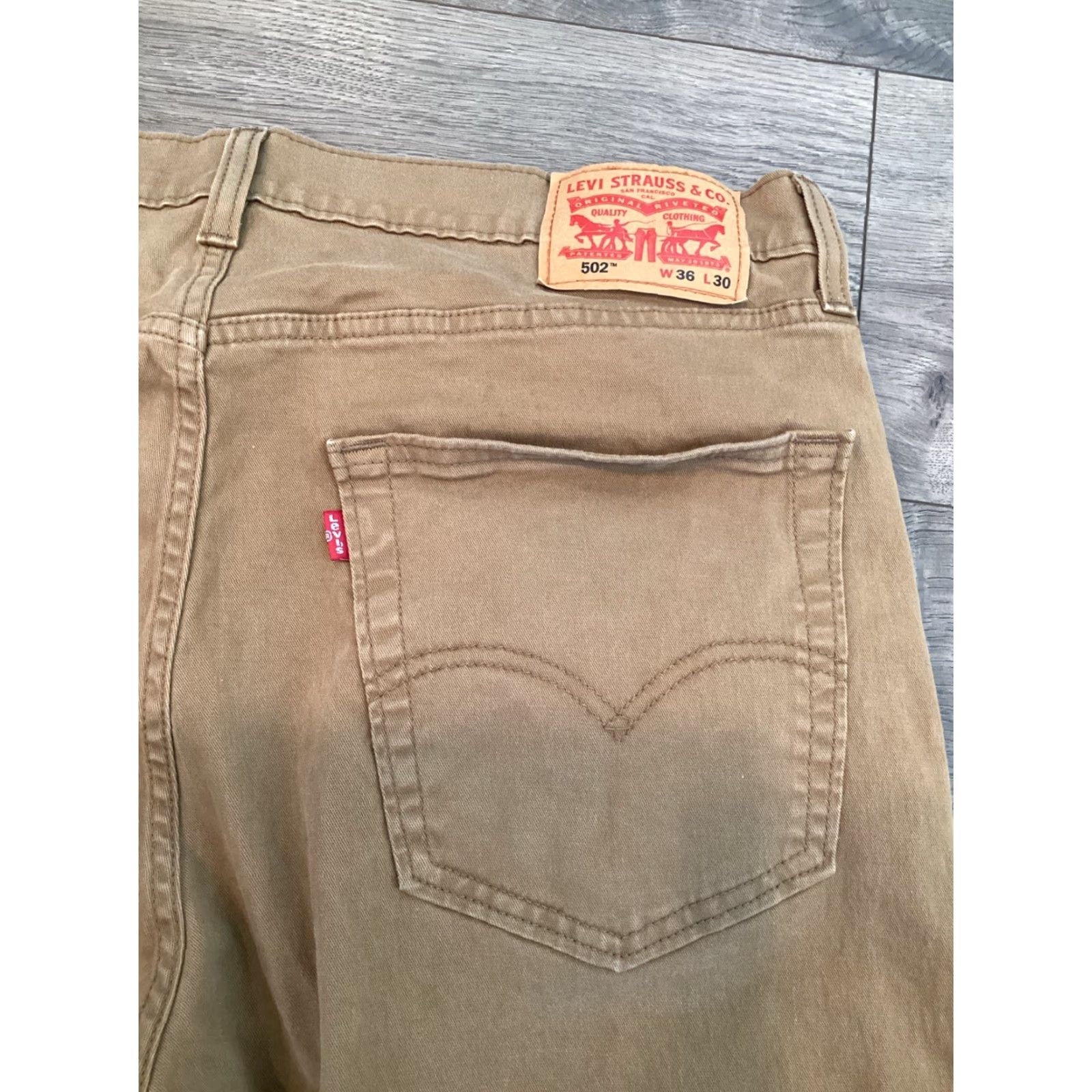Levi's Levi's Jeans 502 Slim Straight Men Brown Khaki Denim 36 Regular Button Closure 5-Pocket Classic Comfort Fit Mens Size US 36 / EU 52 - 6 Thumbnail