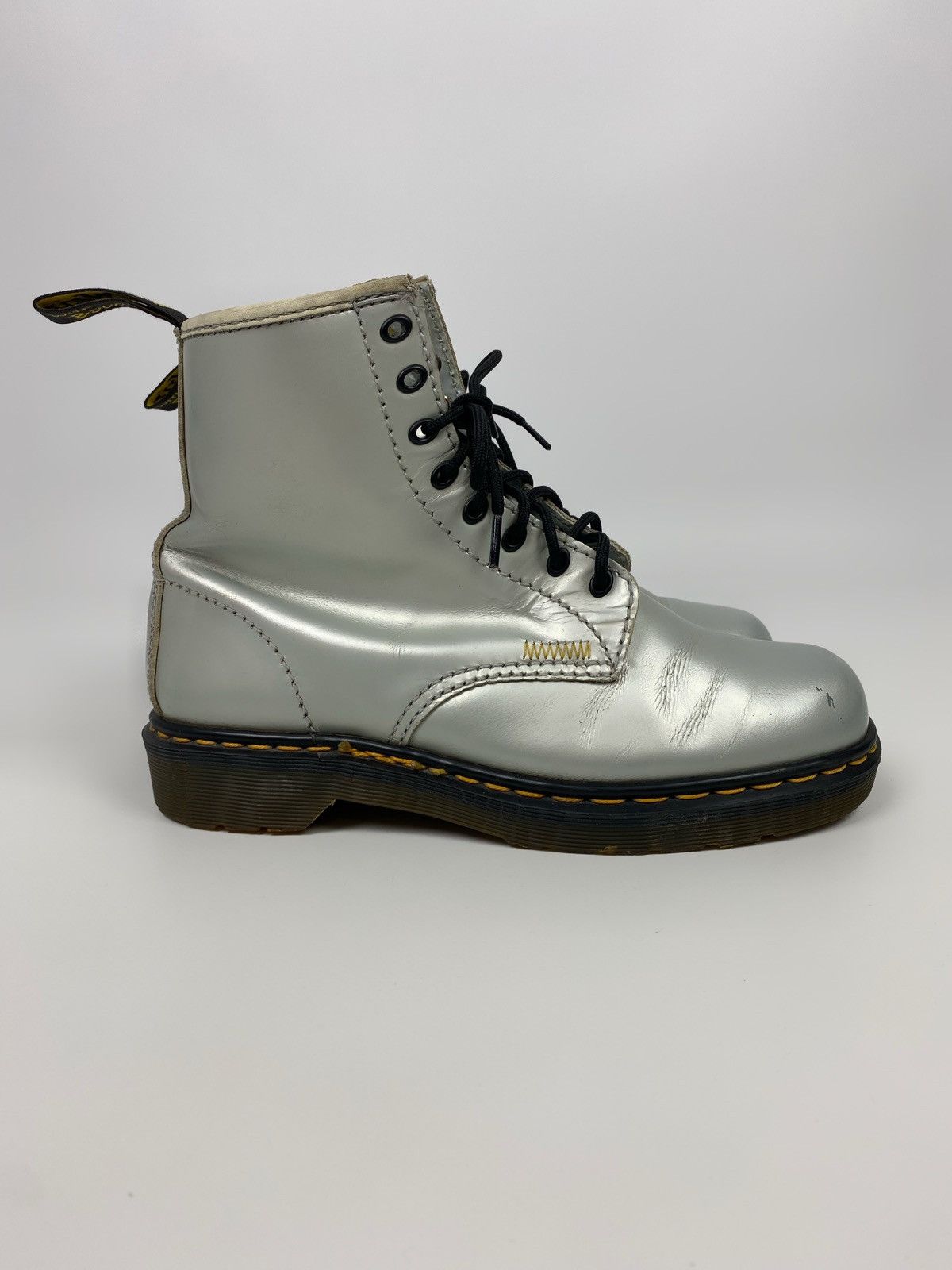 Dr. Martens 2000s Vintage Dr. Martens 9566 Silver 8-Eye Boots Made in UK Size US 9.5 / IT 39.5 - 2 Thumbnail