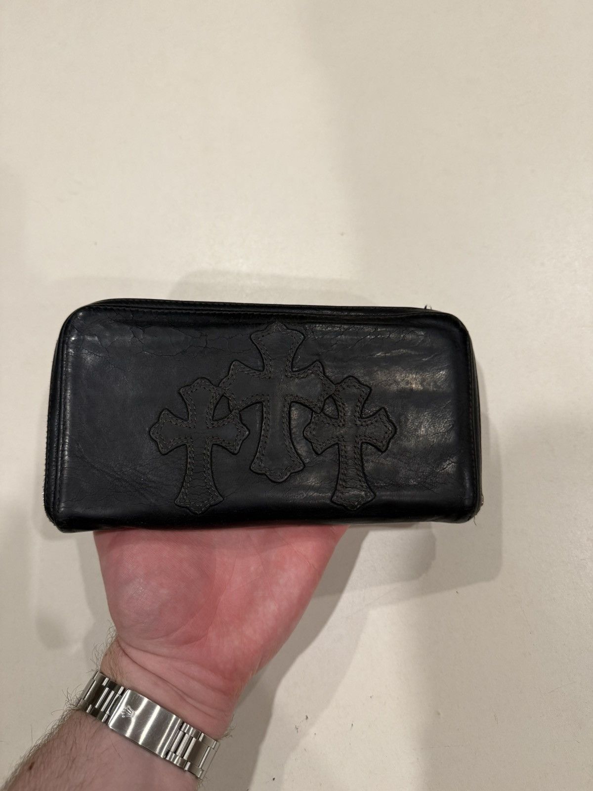 Chrome Hearts Chrome Hearts 3 Cemetery Cross Patch Leather RecF Zip Wallet Size ONE SIZE - 16 Thumbnail