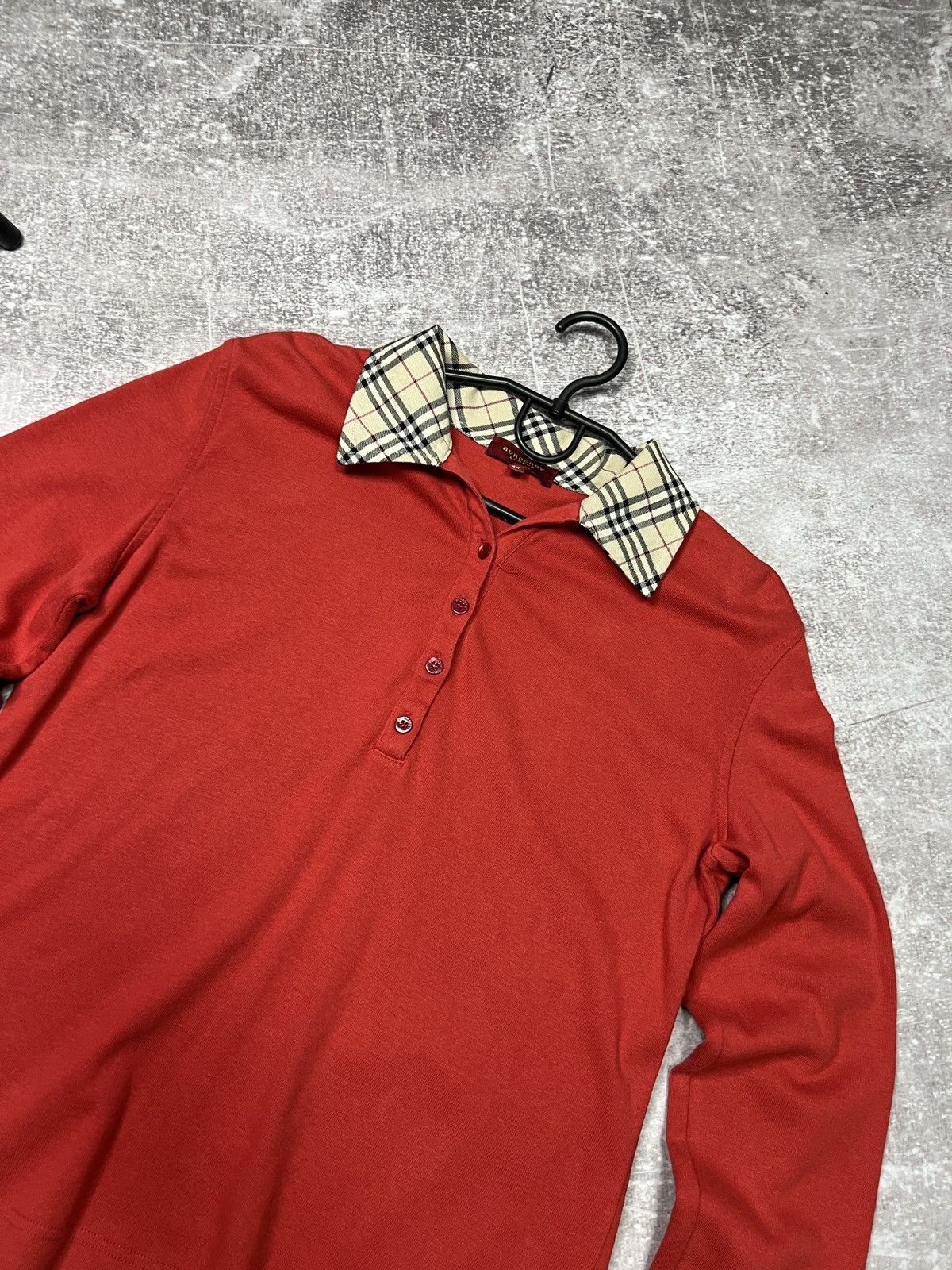 Burberry Burberry London Red Long Sleeve Polo Shirt Size M / US 6-8 / IT 42-44 - 2 Thumbnail
