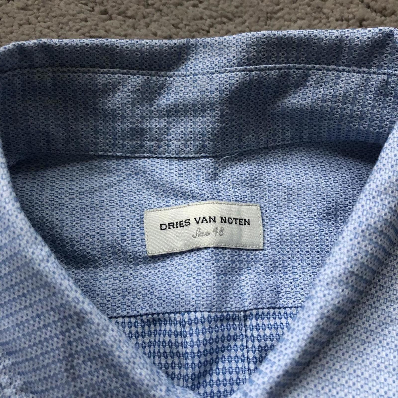 Dries Van Noten Dries Van Noten Blue Patterned Button Up Shirt Size US M / EU 48-50 / 2 - 3 Thumbnail